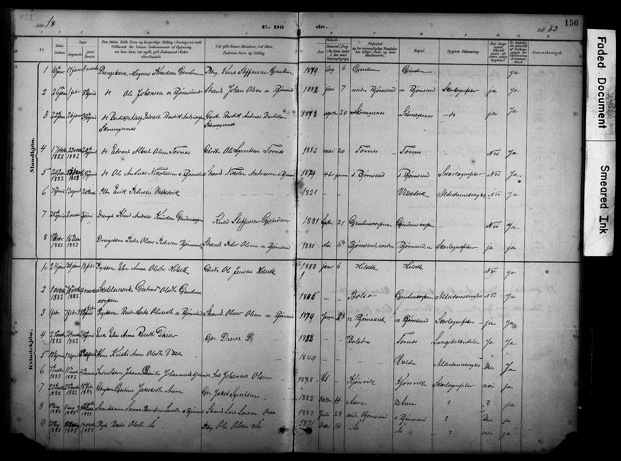 Ministerialprotokoller, klokkerbøker og fødselsregistre - Møre og Romsdal, SAT/A-1454/565/L0755: Parish register (copy) no. 565C04, 1883-1903, p. 156