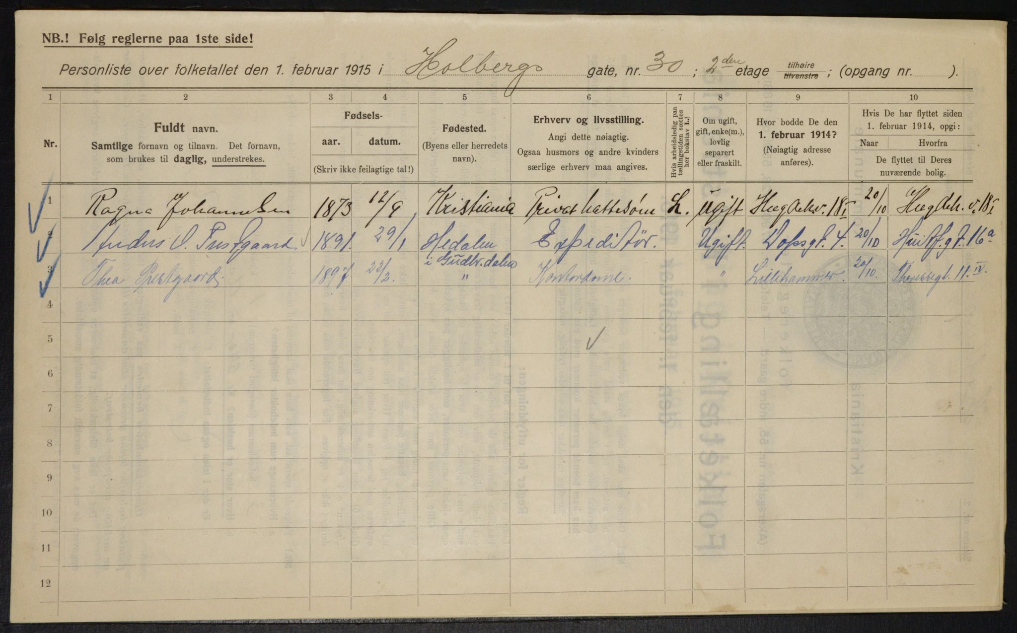 OBA, Municipal Census 1915 for Kristiania, 1915, p. 40128