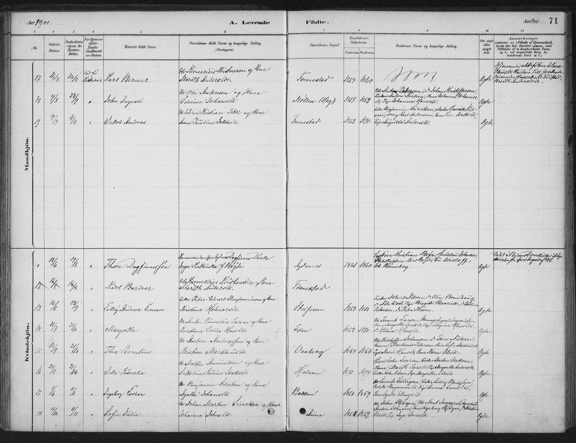Ministerialprotokoller, klokkerbøker og fødselsregistre - Sør-Trøndelag, SAT/A-1456/662/L0755: Parish register (official) no. 662A01, 1879-1905, p. 71