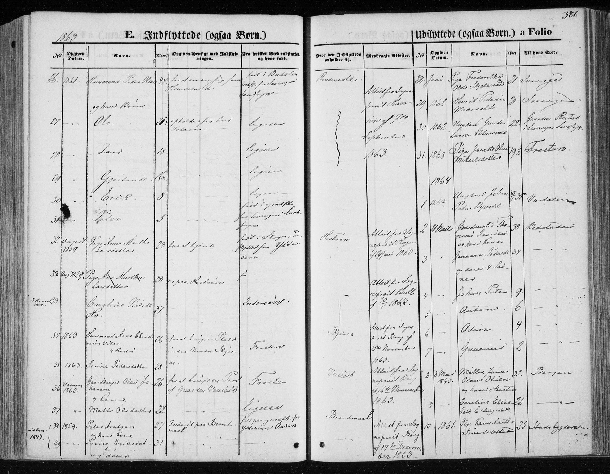 Ministerialprotokoller, klokkerbøker og fødselsregistre - Nord-Trøndelag, SAT/A-1458/717/L0157: Parish register (official) no. 717A08 /1, 1863-1877, p. 386