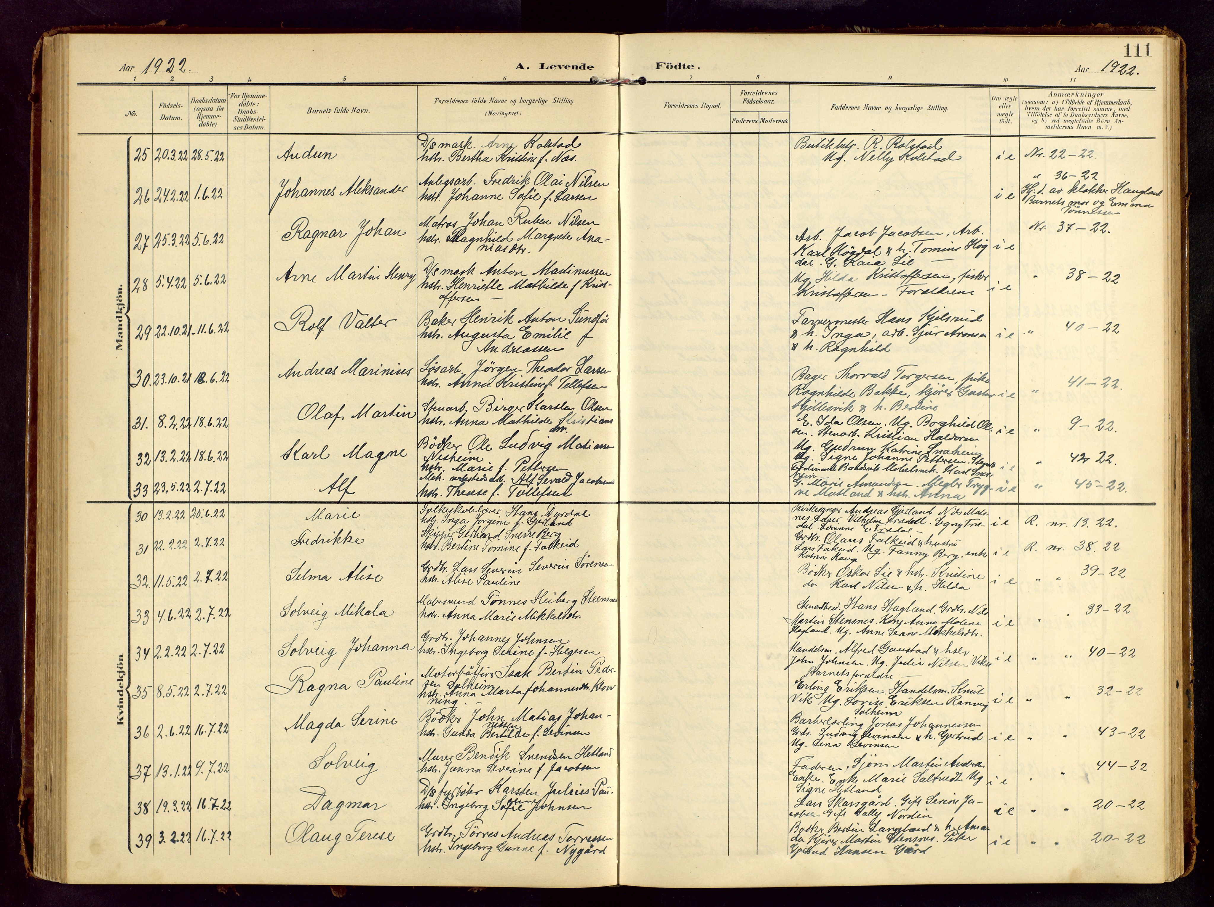 Haugesund sokneprestkontor, AV/SAST-A -101863/H/Ha/Hab/L0006: Parish register (copy) no. B 6, 1906-1944, p. 111