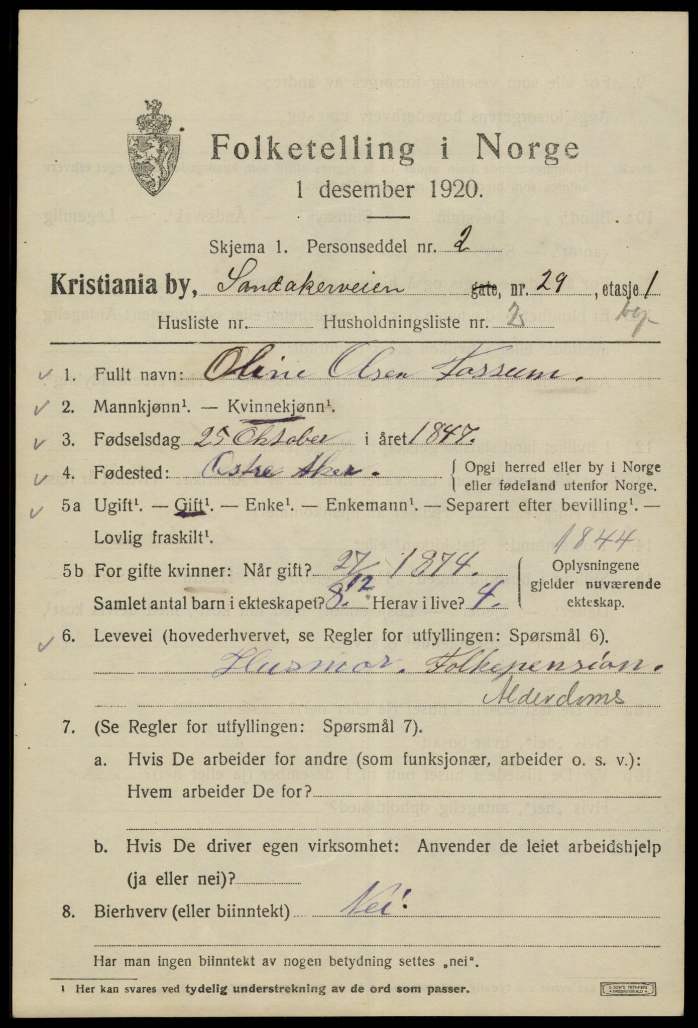 SAO, 1920 census for Kristiania, 1920, p. 478503