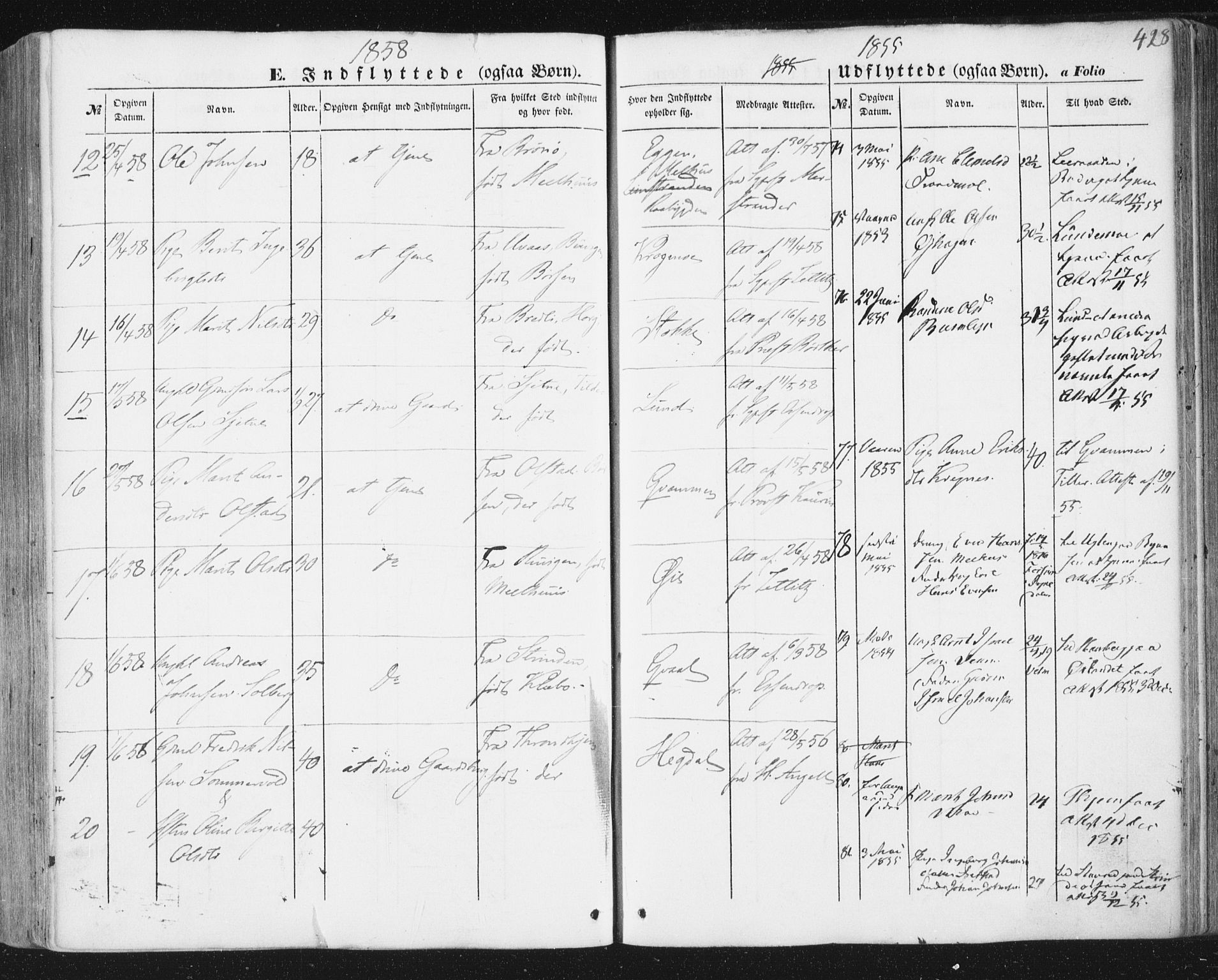 Ministerialprotokoller, klokkerbøker og fødselsregistre - Sør-Trøndelag, AV/SAT-A-1456/691/L1076: Parish register (official) no. 691A08, 1852-1861, p. 428
