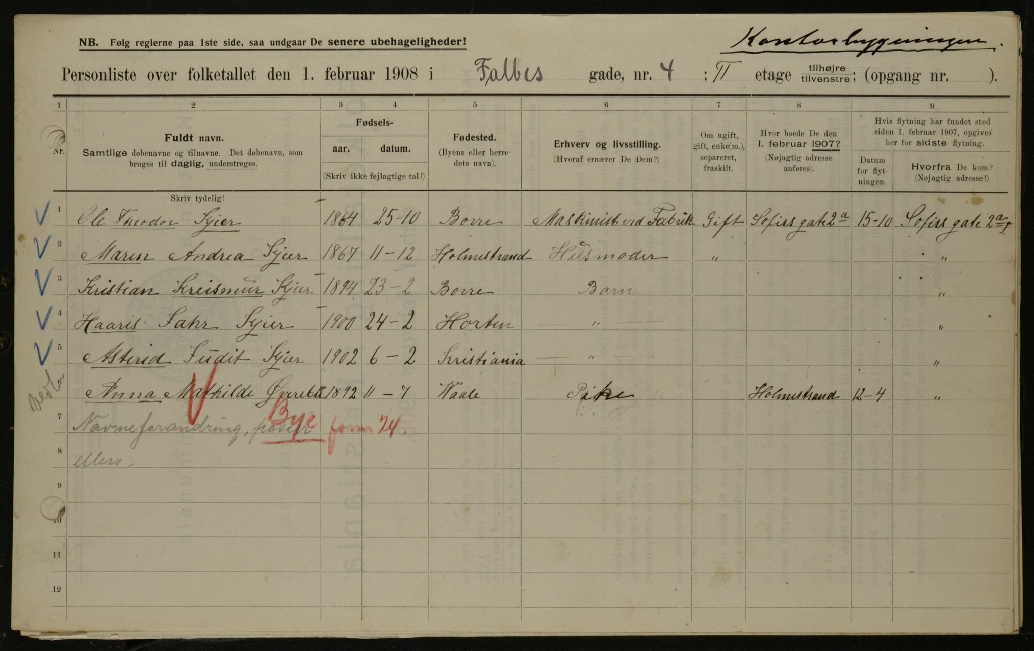 OBA, Municipal Census 1908 for Kristiania, 1908, p. 21053