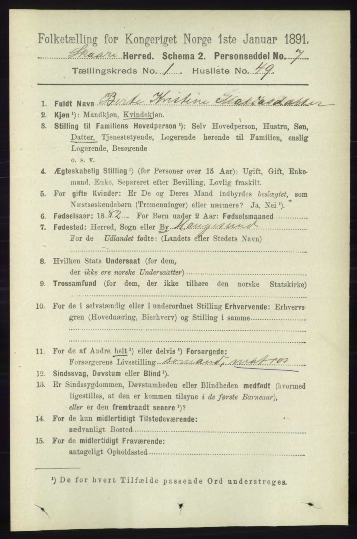 RA, 1891 census for 1153 Skåre, 1891, p. 427