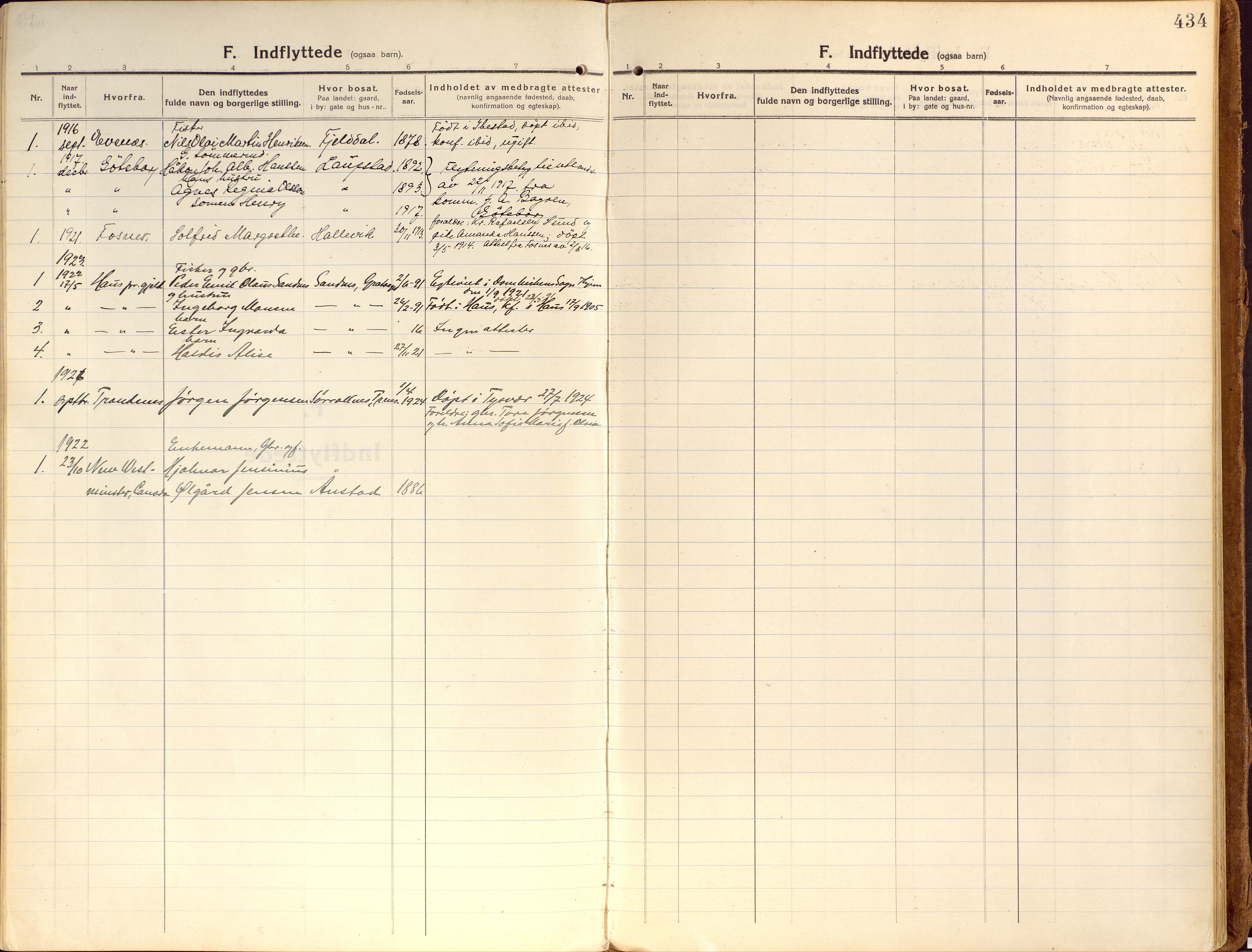 Ibestad sokneprestembete, AV/SATØ-S-0077/H/Ha/Haa/L0018kirke: Parish register (official) no. 18, 1915-1929, p. 434