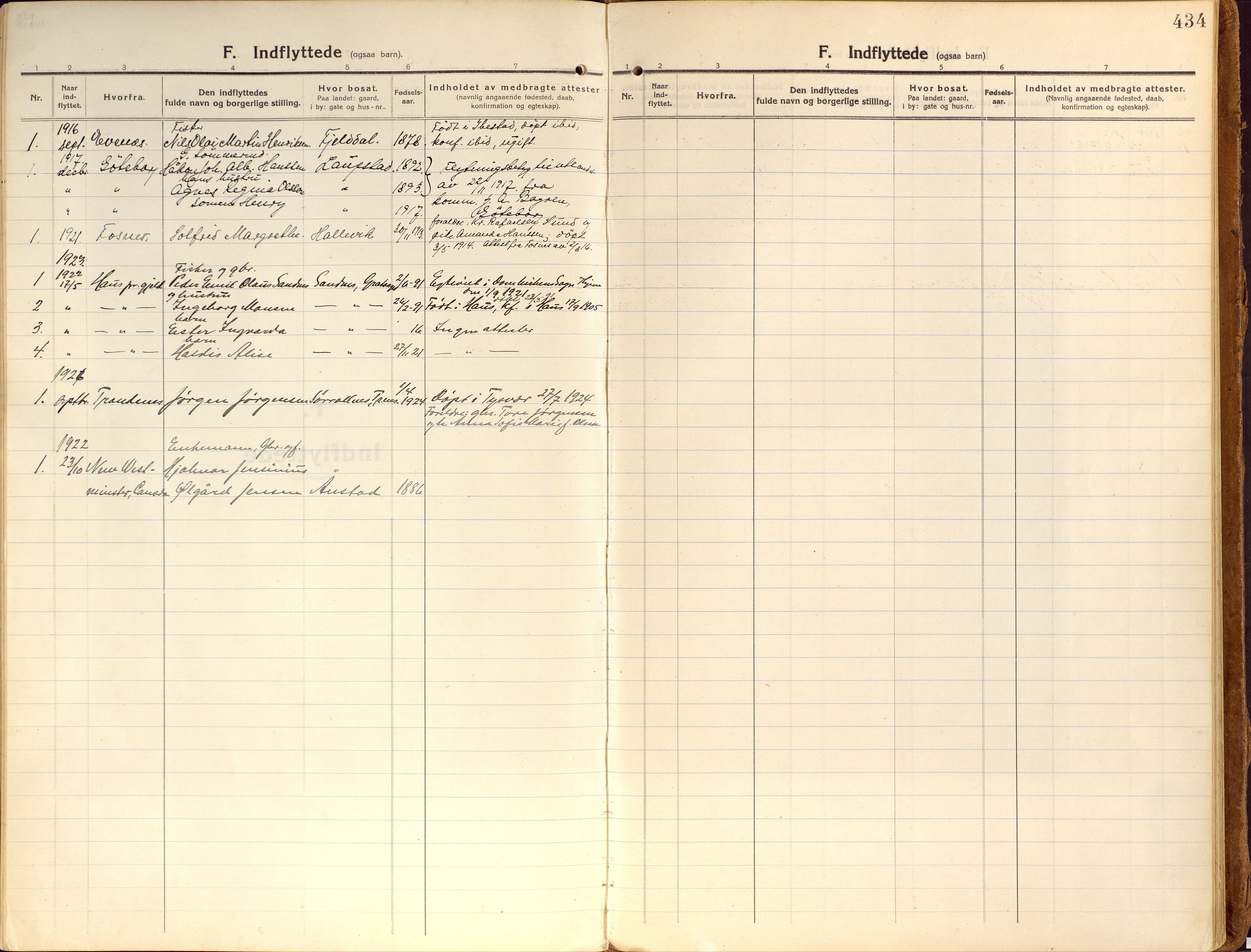 Ibestad sokneprestembete, SATØ/S-0077/H/Ha/Haa/L0018kirke: Parish register (official) no. 18, 1915-1929, p. 434