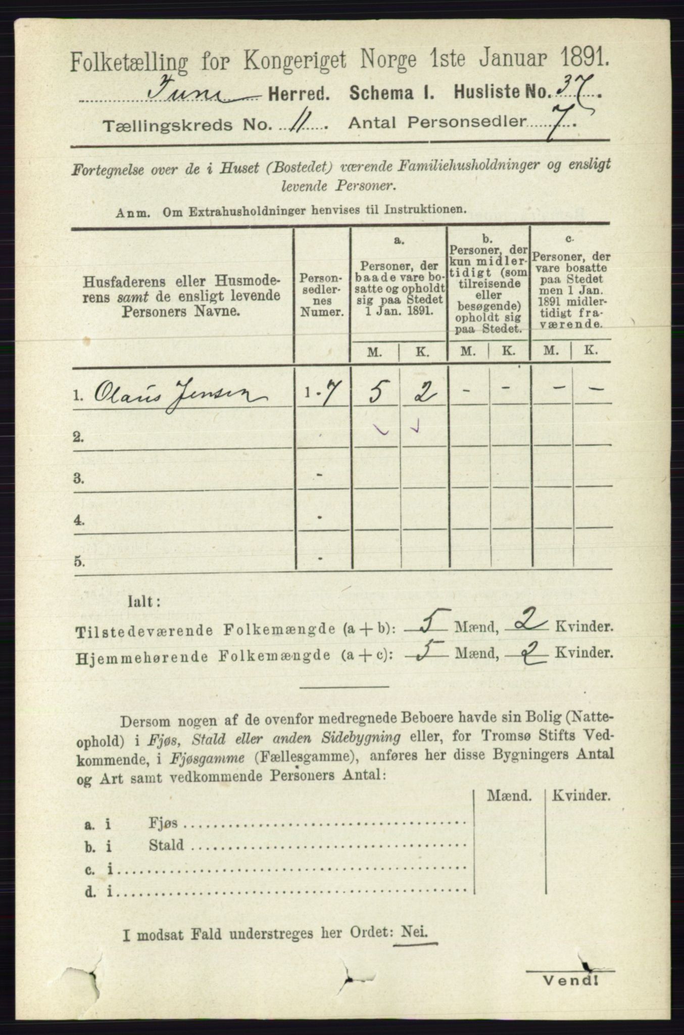 RA, 1891 census for 0130 Tune, 1891, p. 6936