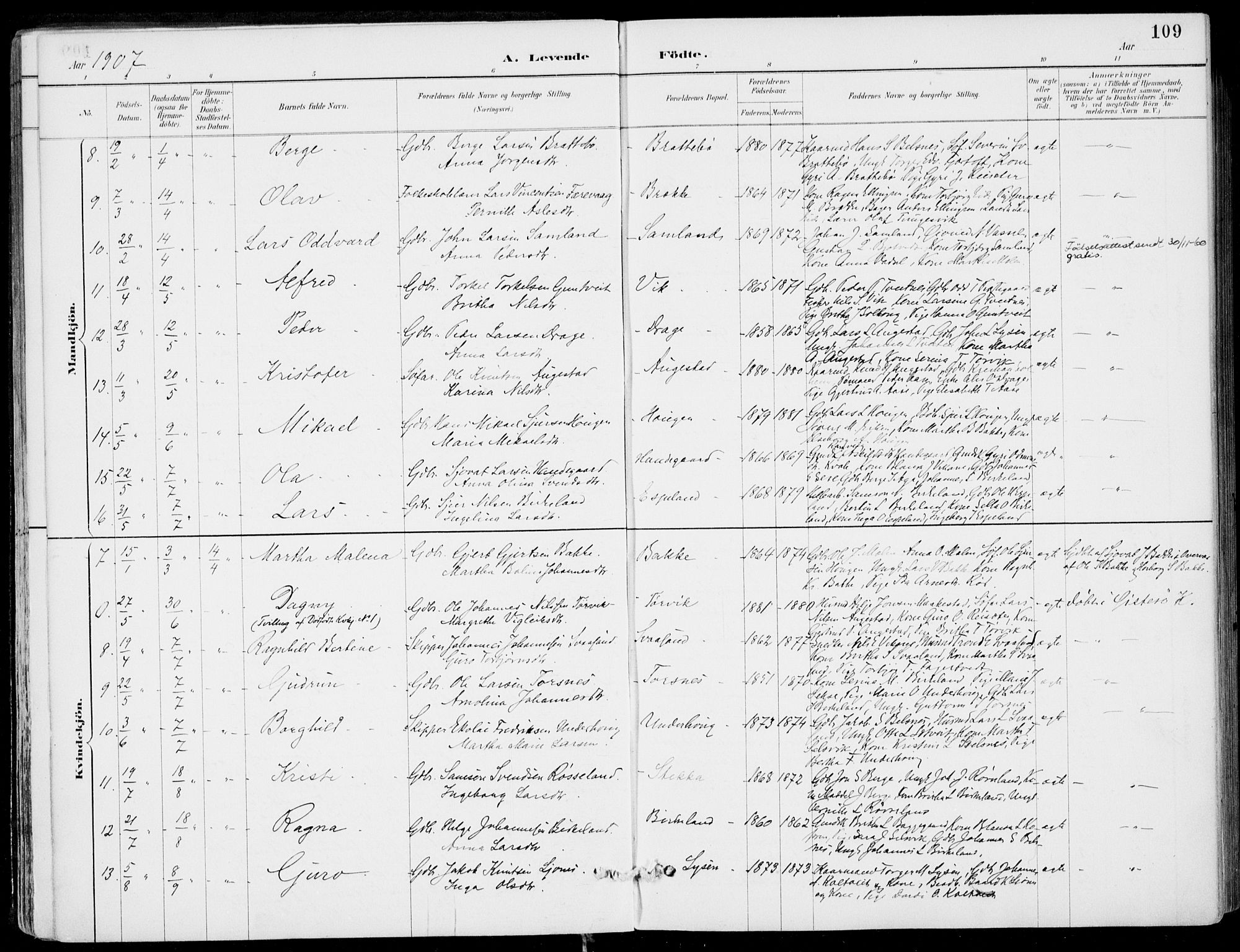 Strandebarm sokneprestembete, SAB/A-78401/H/Haa: Parish register (official) no. E  1, 1886-1908, p. 109