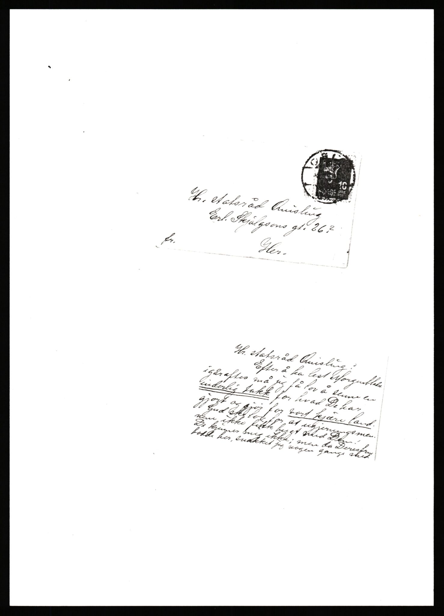 Quisling, Vidkun, AV/RA-PA-0750/G/Gf/L0001: Brev mv. til Vidkun Quisling, 1930-1938, p. 197