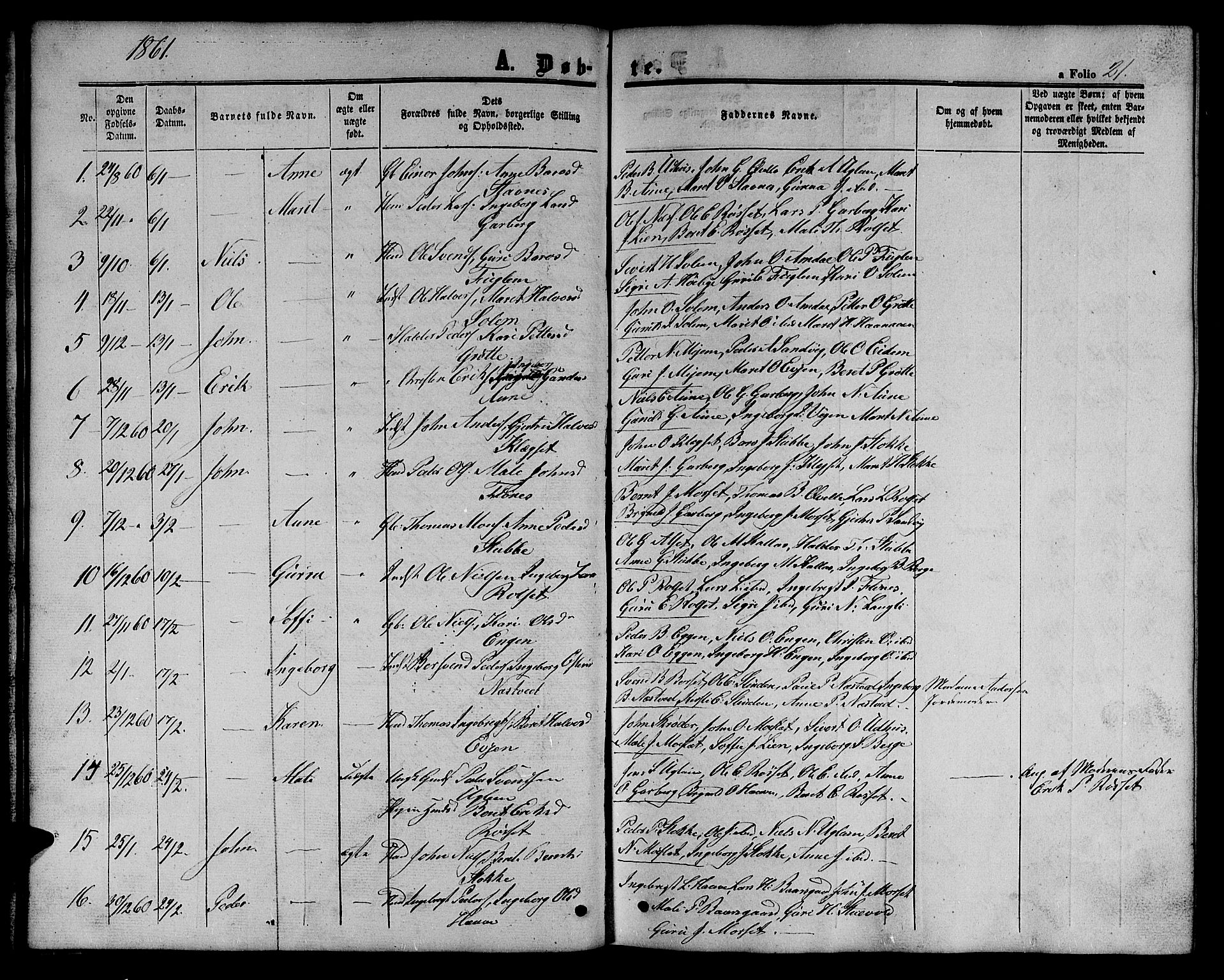 Ministerialprotokoller, klokkerbøker og fødselsregistre - Sør-Trøndelag, SAT/A-1456/695/L1155: Parish register (copy) no. 695C06, 1859-1868, p. 21