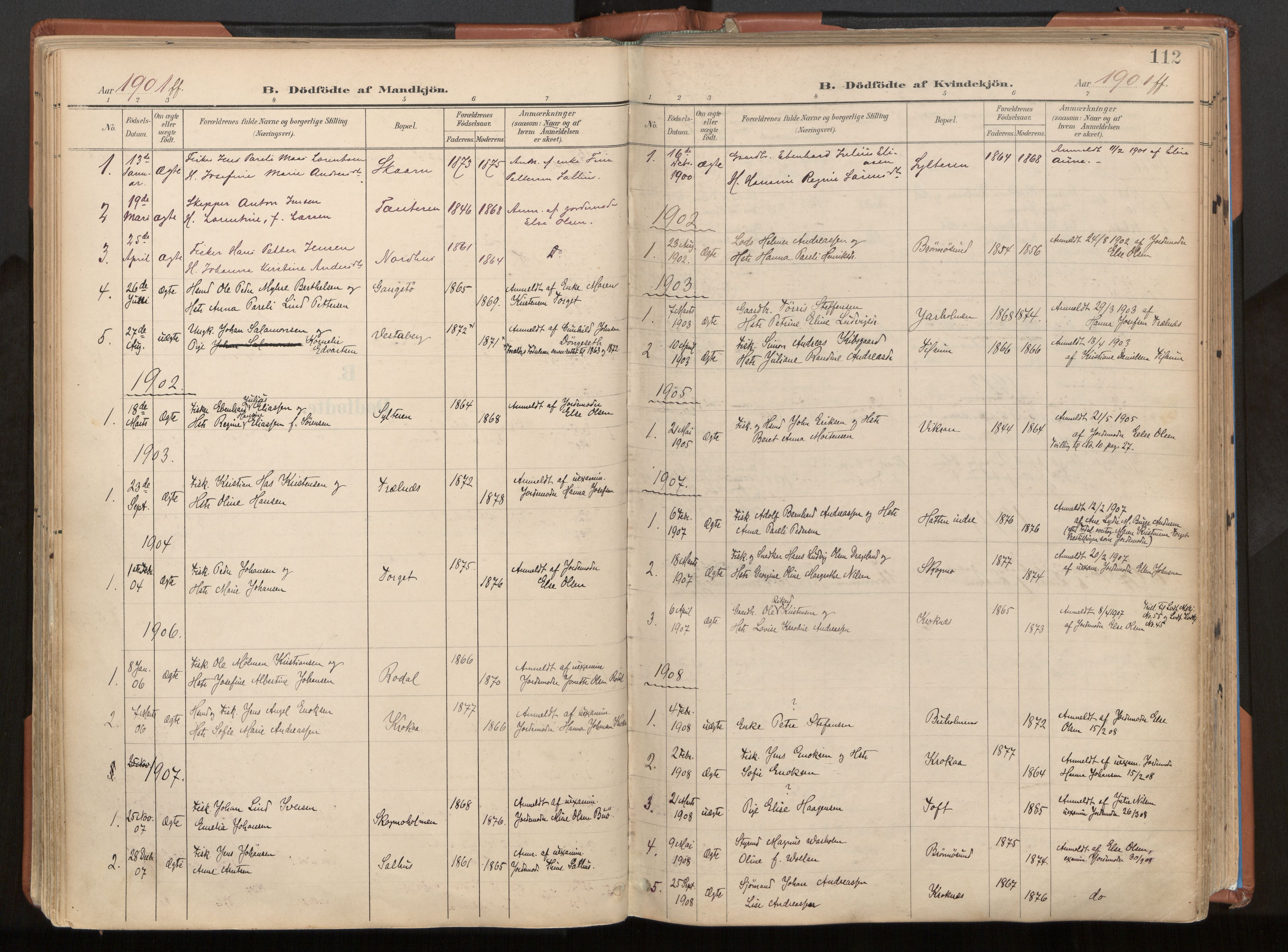 Ministerialprotokoller, klokkerbøker og fødselsregistre - Nordland, SAT/A-1459/813/L0201: Parish register (official) no. 813A11, 1901-1918, p. 112