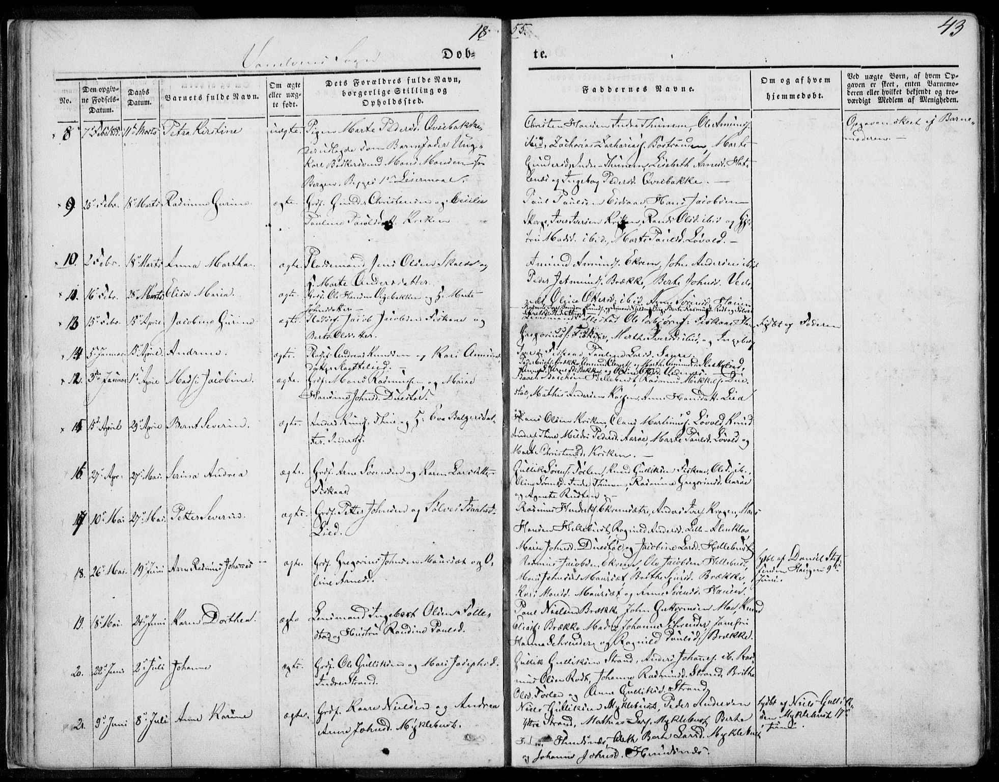 Ministerialprotokoller, klokkerbøker og fødselsregistre - Møre og Romsdal, AV/SAT-A-1454/501/L0006: Parish register (official) no. 501A06, 1844-1868, p. 43