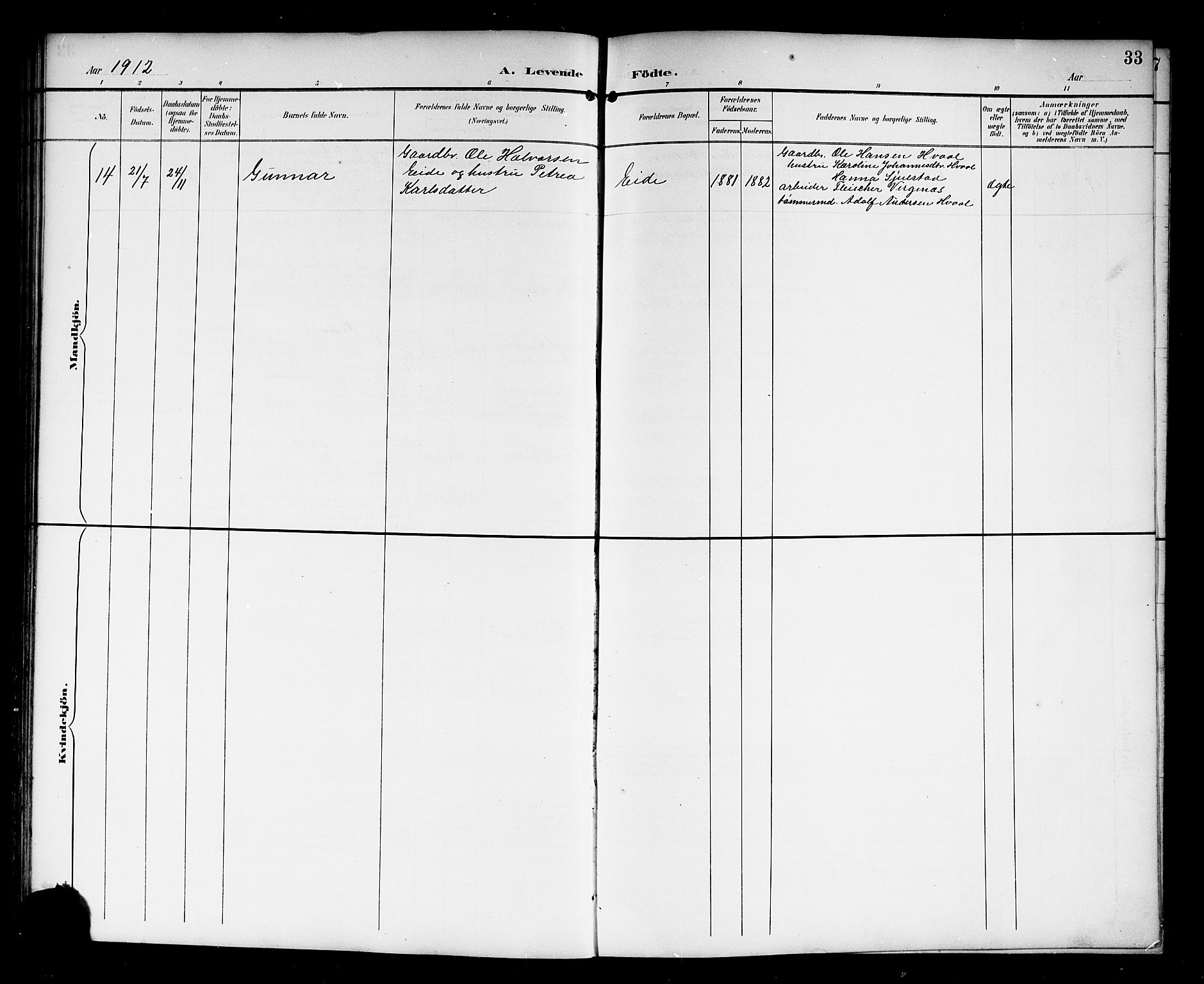 Lardal kirkebøker, AV/SAKO-A-350/G/Gc/L0002: Parish register (copy) no. III 2, 1894-1918, p. 33