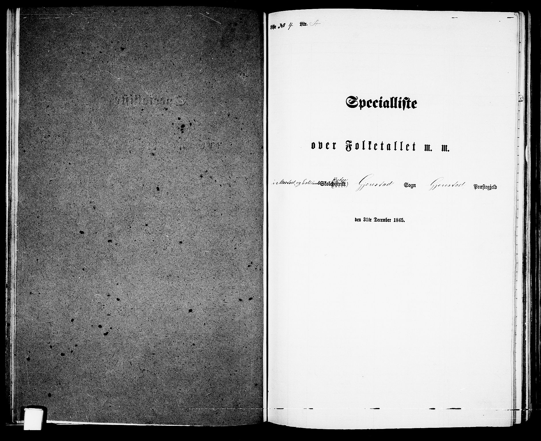 RA, 1865 census for Gjerstad, 1865, p. 62