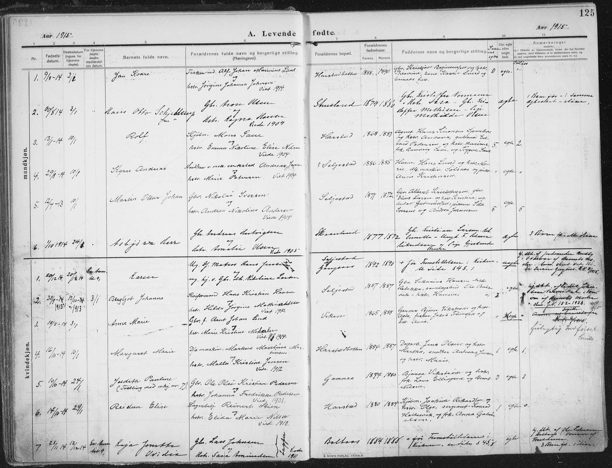 Trondenes sokneprestkontor, SATØ/S-1319/H/Ha/L0018kirke: Parish register (official) no. 18, 1909-1918, p. 125
