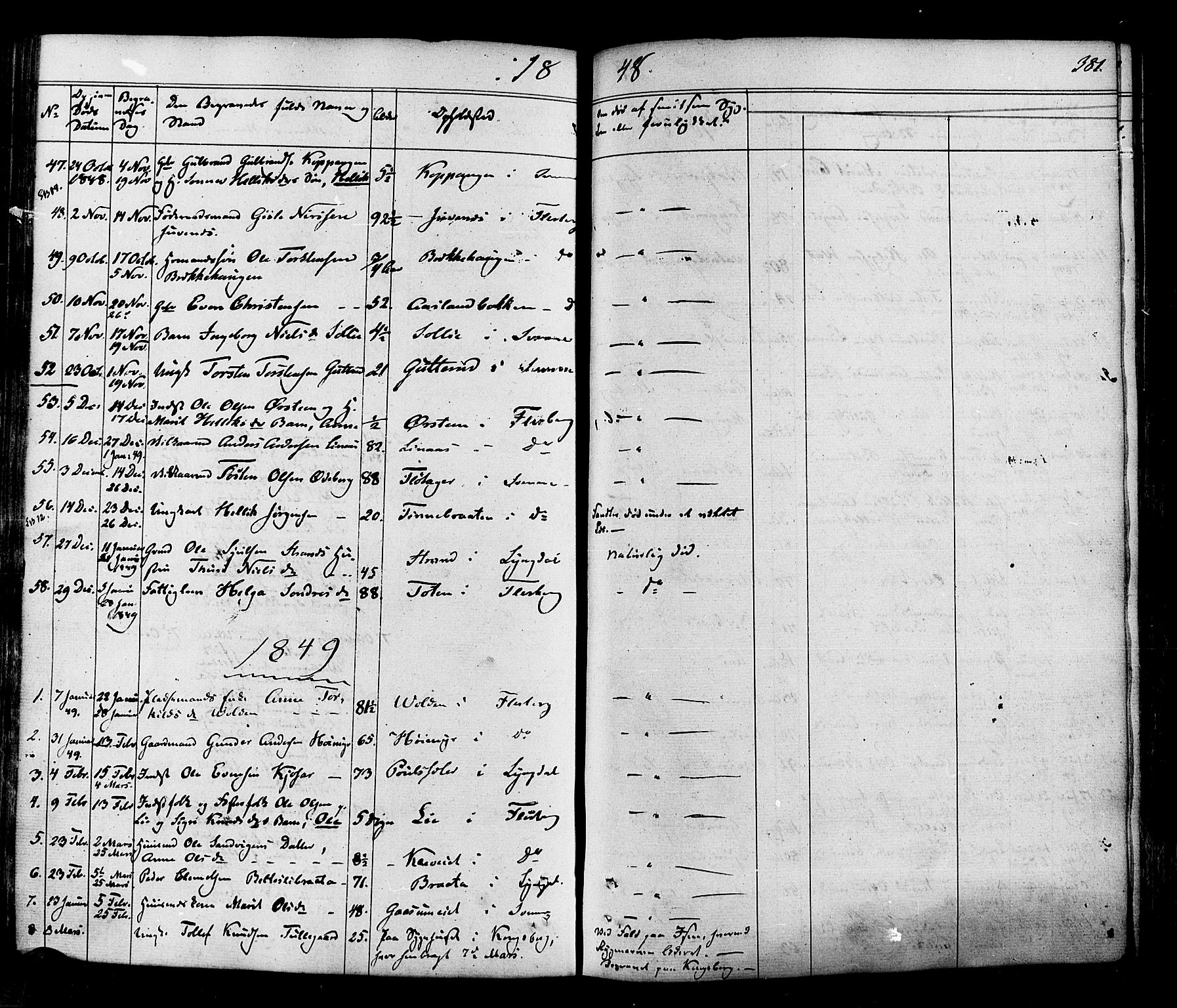Flesberg kirkebøker, SAKO/A-18/F/Fa/L0006: Parish register (official) no. I 6, 1834-1860, p. 381