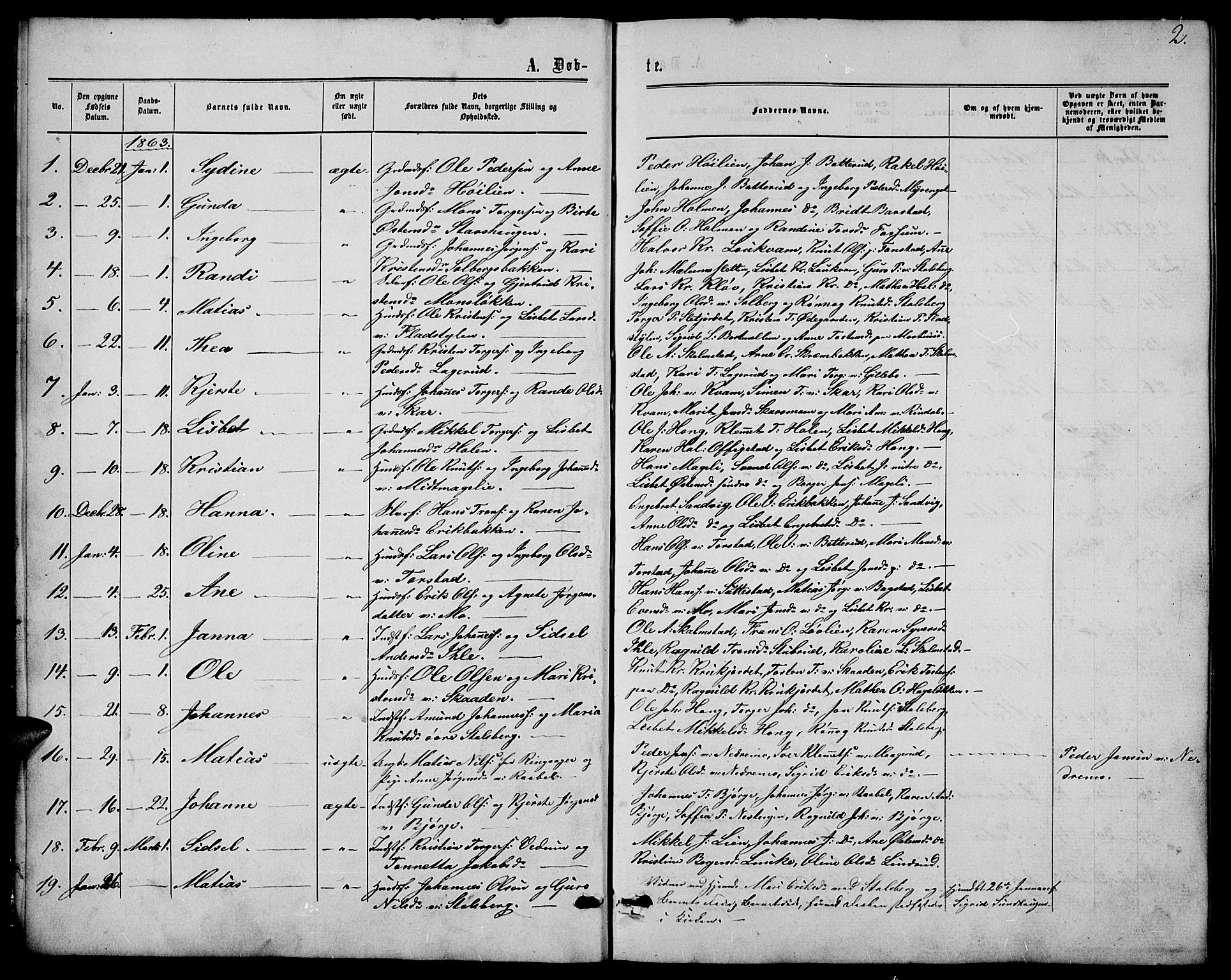 Øyer prestekontor, AV/SAH-PREST-084/H/Ha/Hab/L0001: Parish register (copy) no. 1, 1863-1877, p. 2