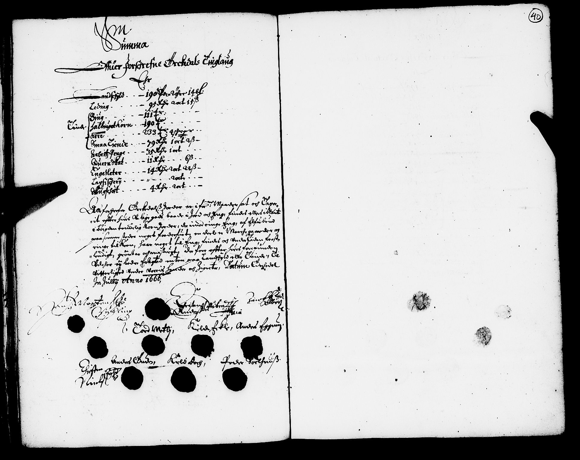 Rentekammeret inntil 1814, Realistisk ordnet avdeling, AV/RA-EA-4070/N/Nb/Nba/L0050: Orkdal fogderi, 1666, p. 39b-40a