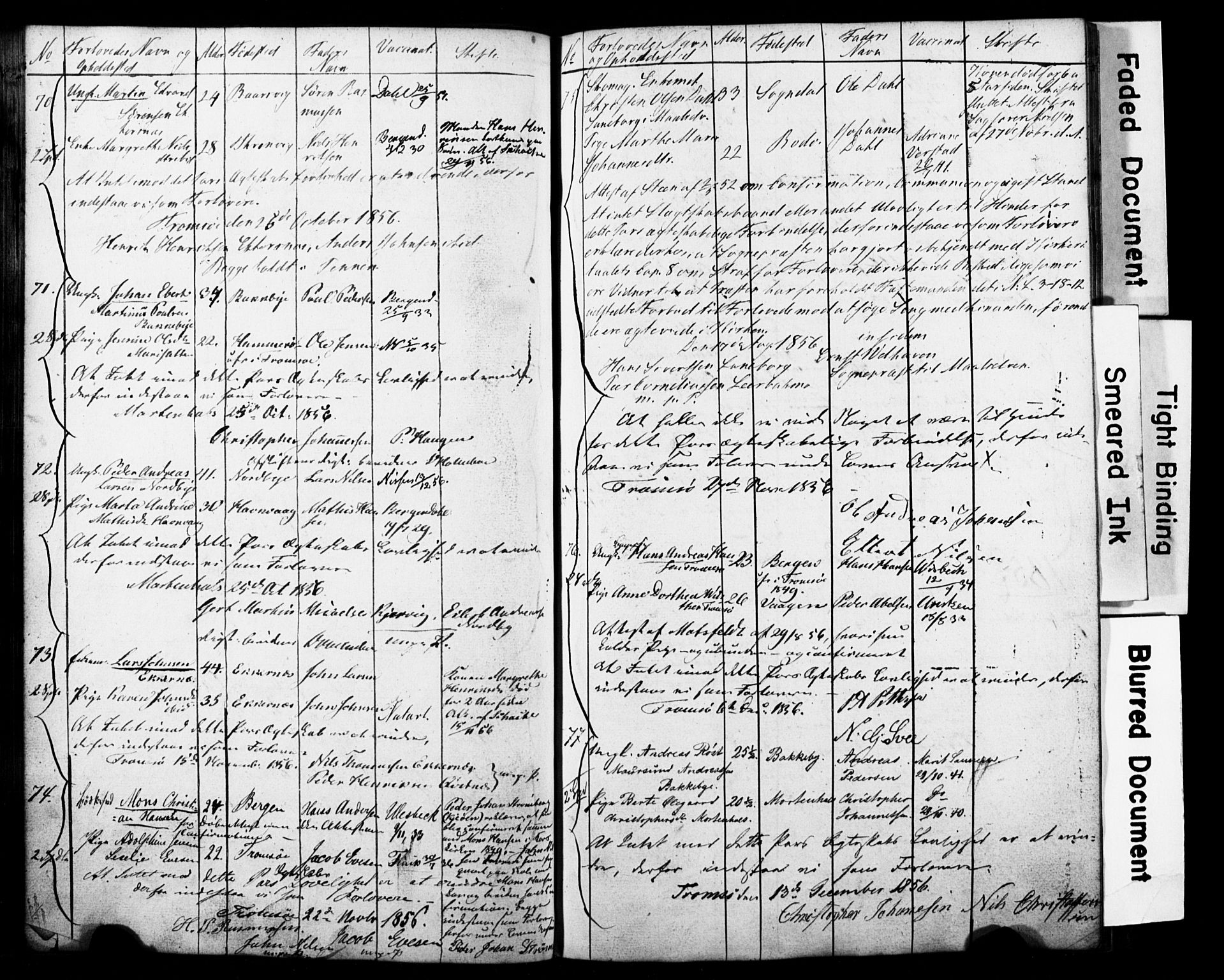 Tromsø sokneprestkontor/stiftsprosti/domprosti, SATØ/S-1343/H/Hc/L0097: Banns register no. 3, 1851-1872