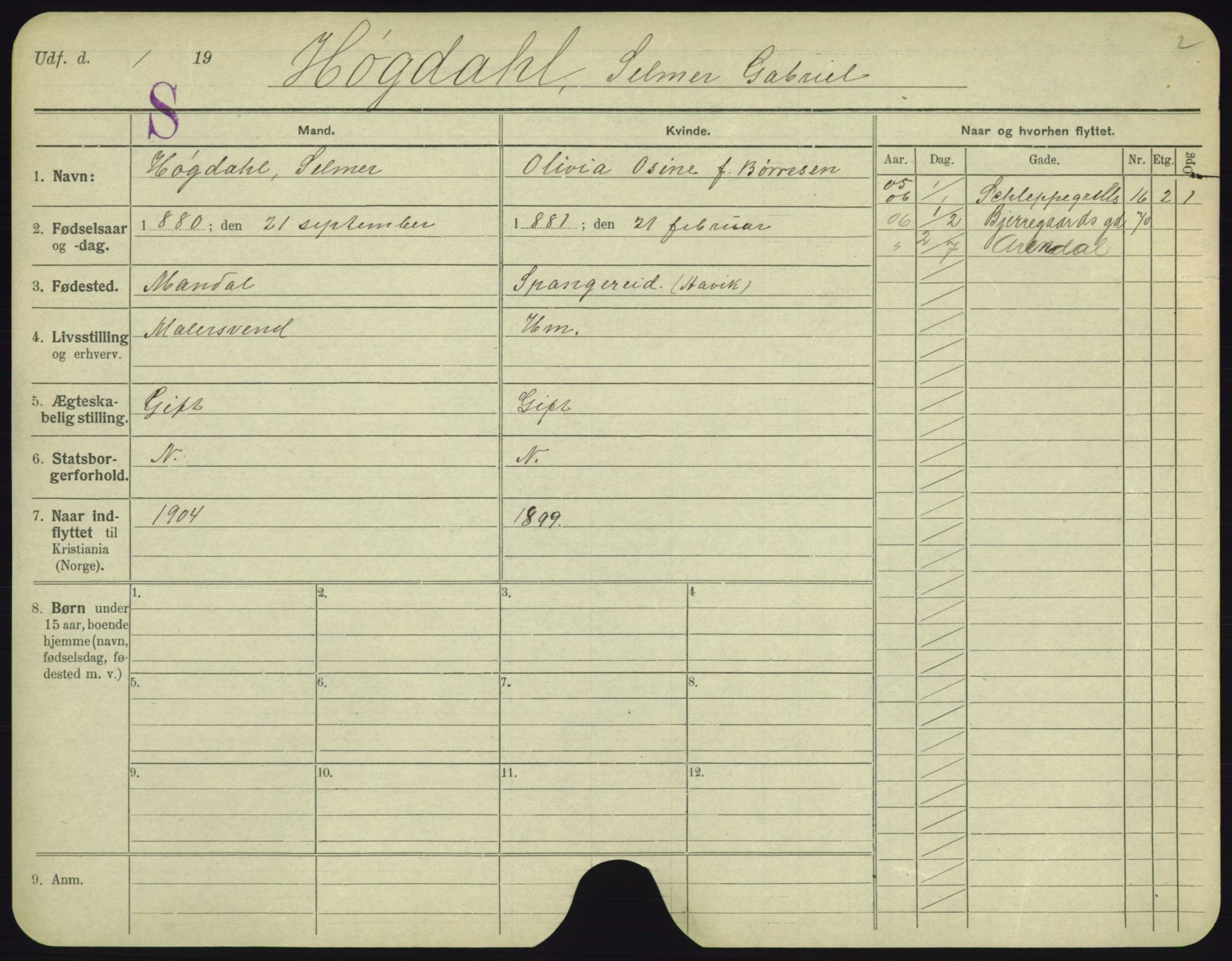 Oslo folkeregister, Registerkort, AV/SAO-A-11715/F/Fa/Fac/L0004: Menn, 1906-1914, p. 1100a