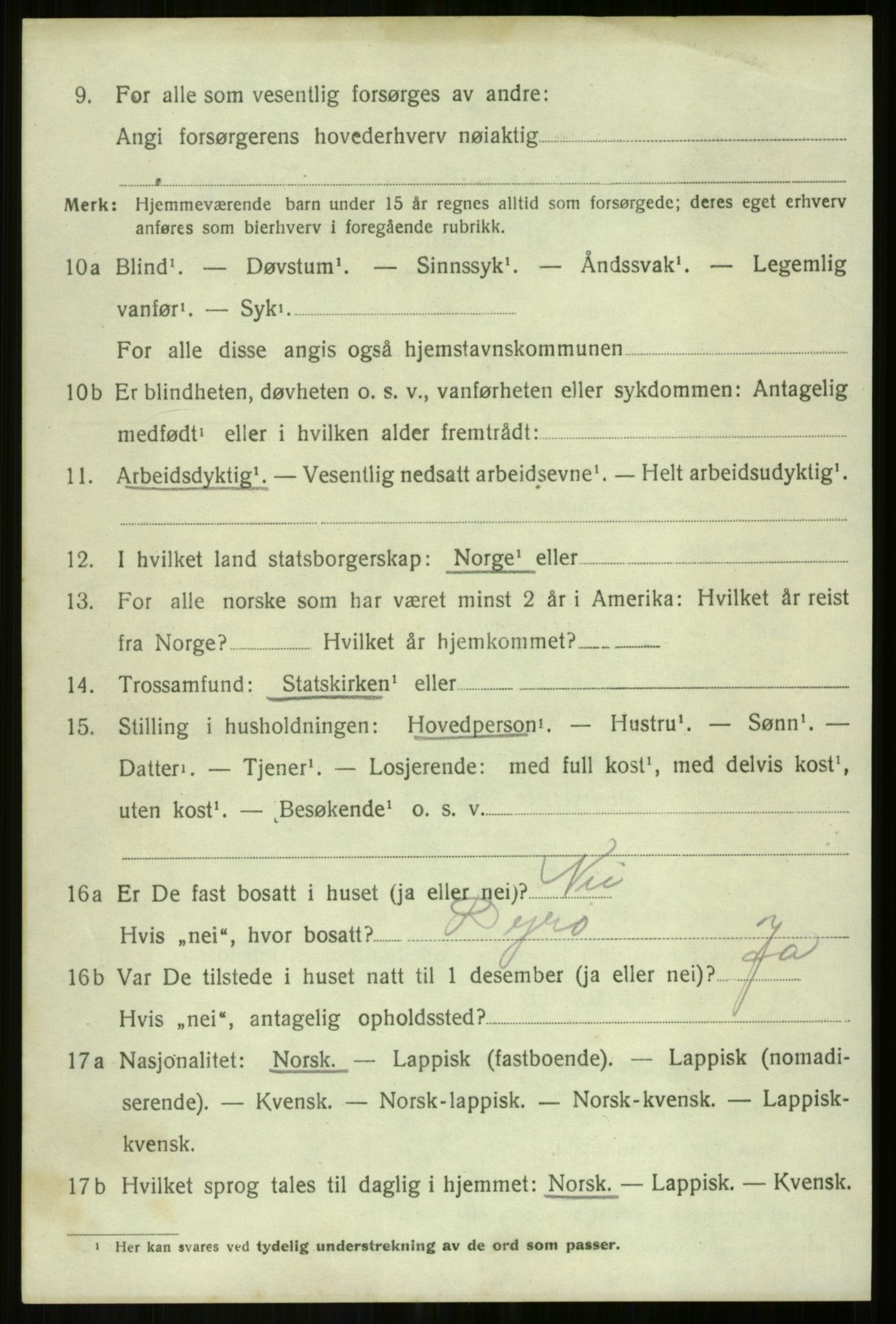 SATØ, 1920 census for Salangen, 1920, p. 6267