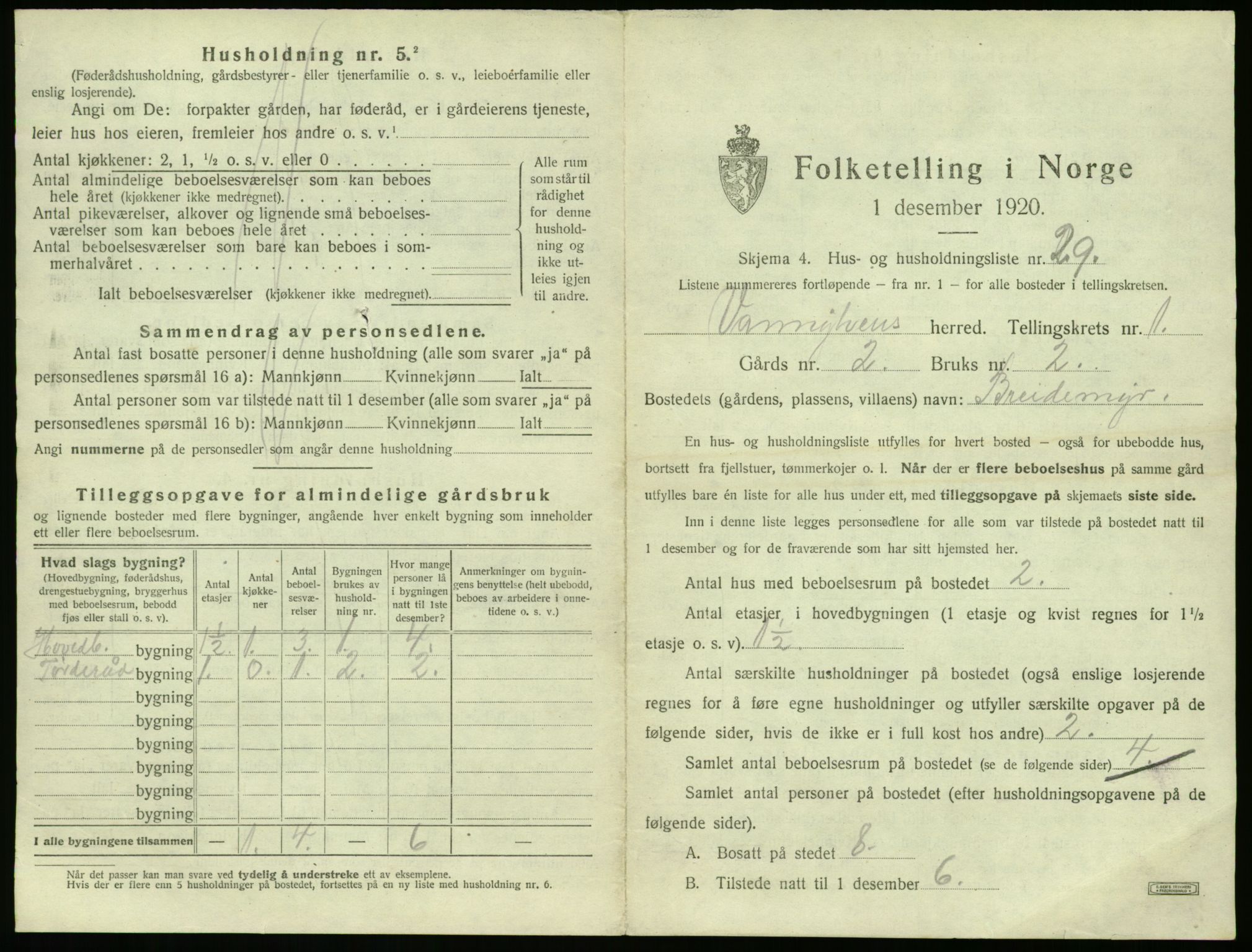 SAT, 1920 census for Vanylven, 1920, p. 89