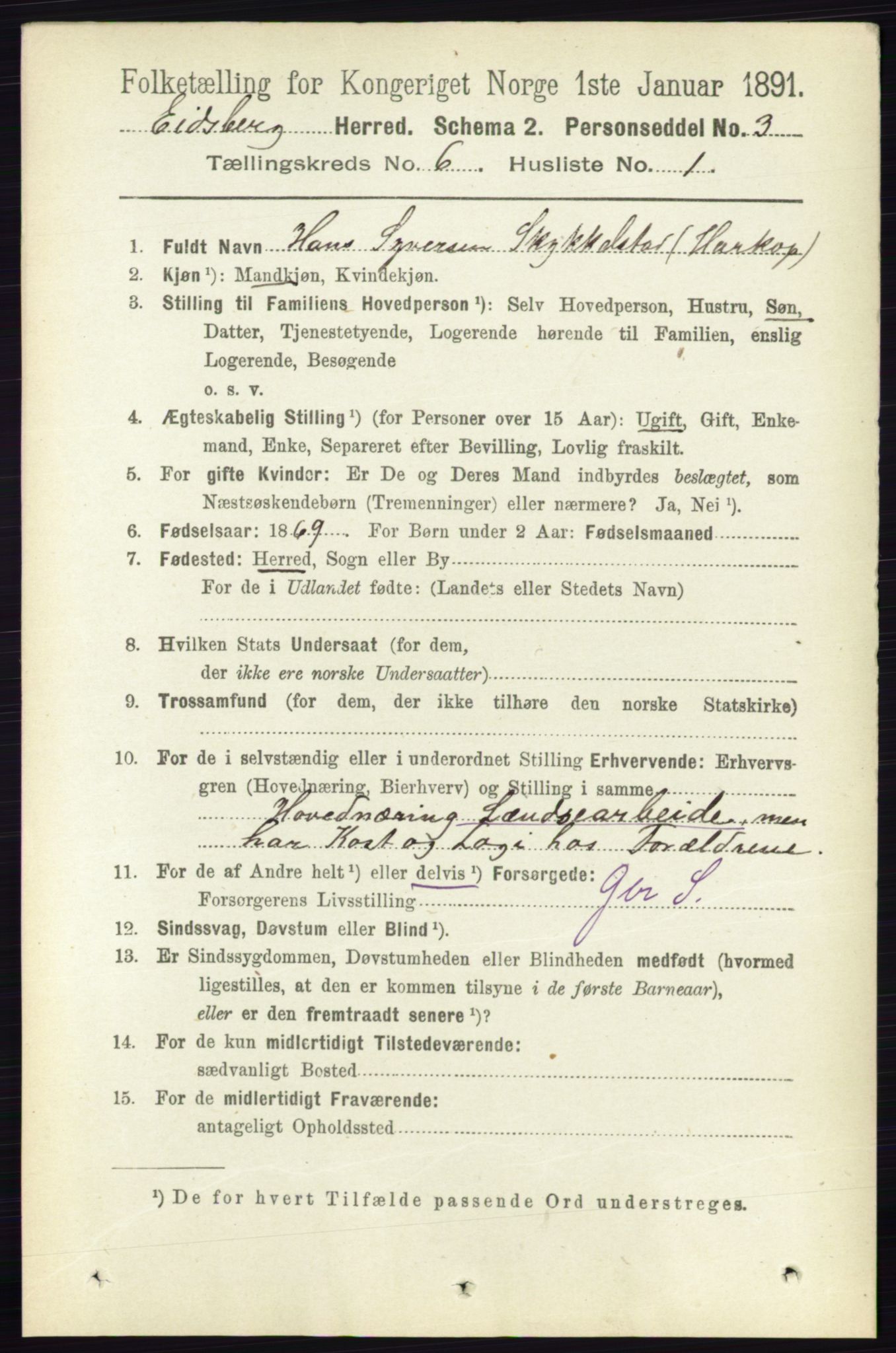 RA, 1891 census for 0125 Eidsberg, 1891, p. 3577