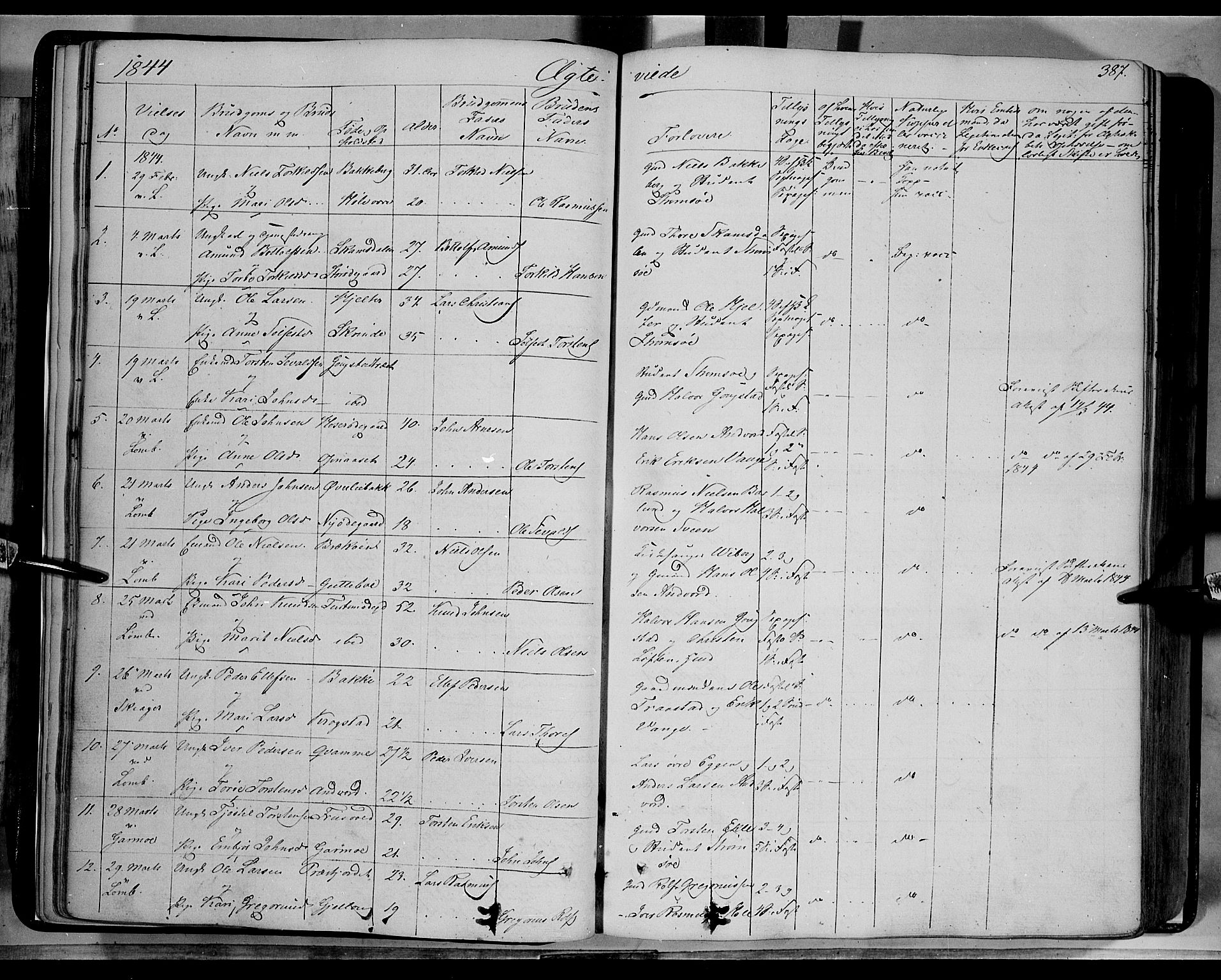 Lom prestekontor, SAH/PREST-070/K/L0006: Parish register (official) no. 6B, 1837-1863, p. 387