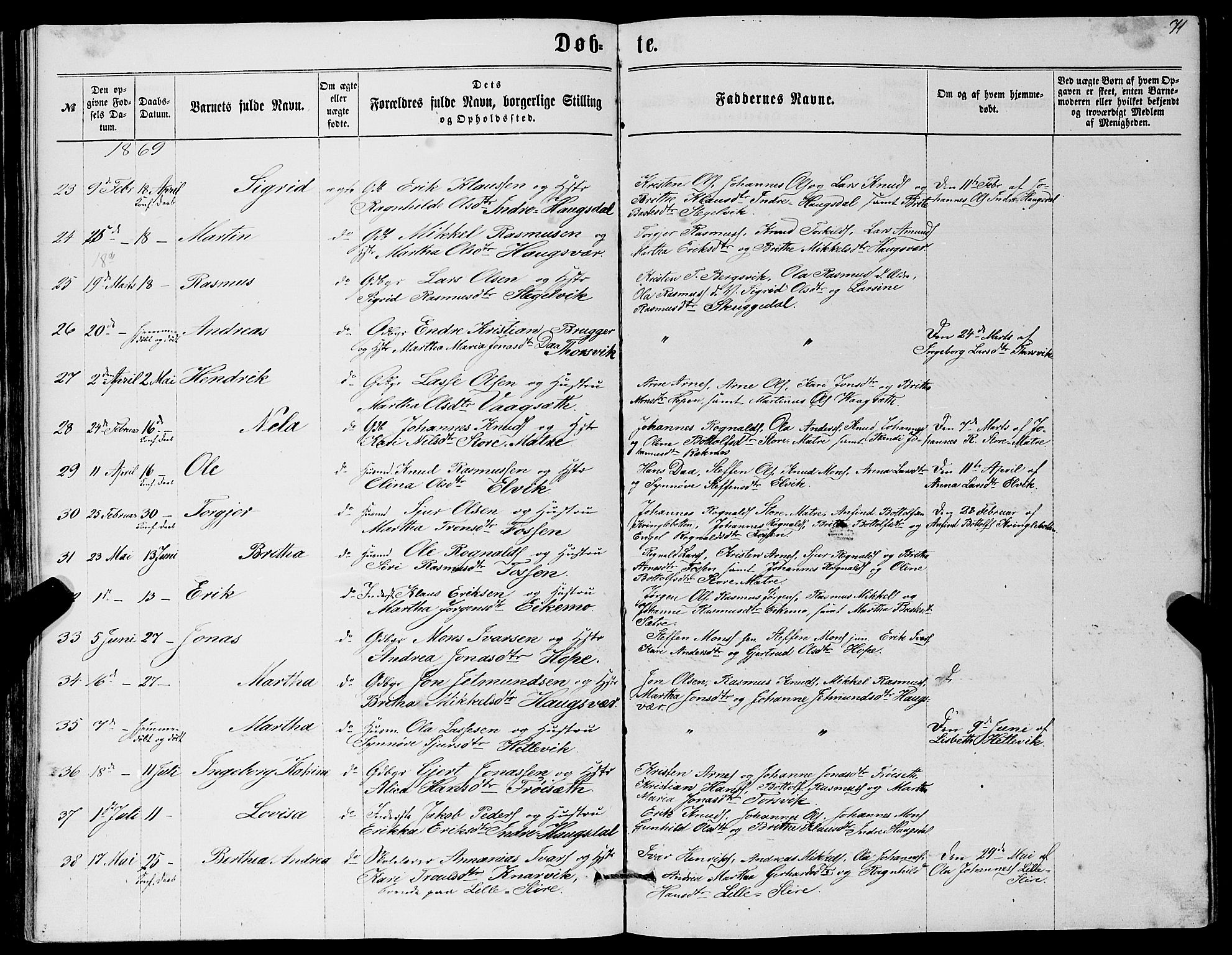 Masfjorden Sokneprestembete, AV/SAB-A-77001: Parish register (copy) no. A 1, 1851-1875, p. 71