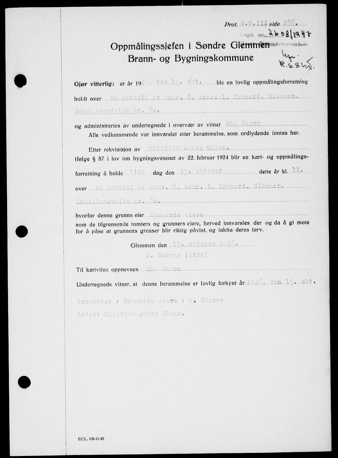 Onsøy sorenskriveri, SAO/A-10474/G/Ga/Gab/L0021: Mortgage book no. II A-21, 1947-1947, Diary no: : 2608/1947