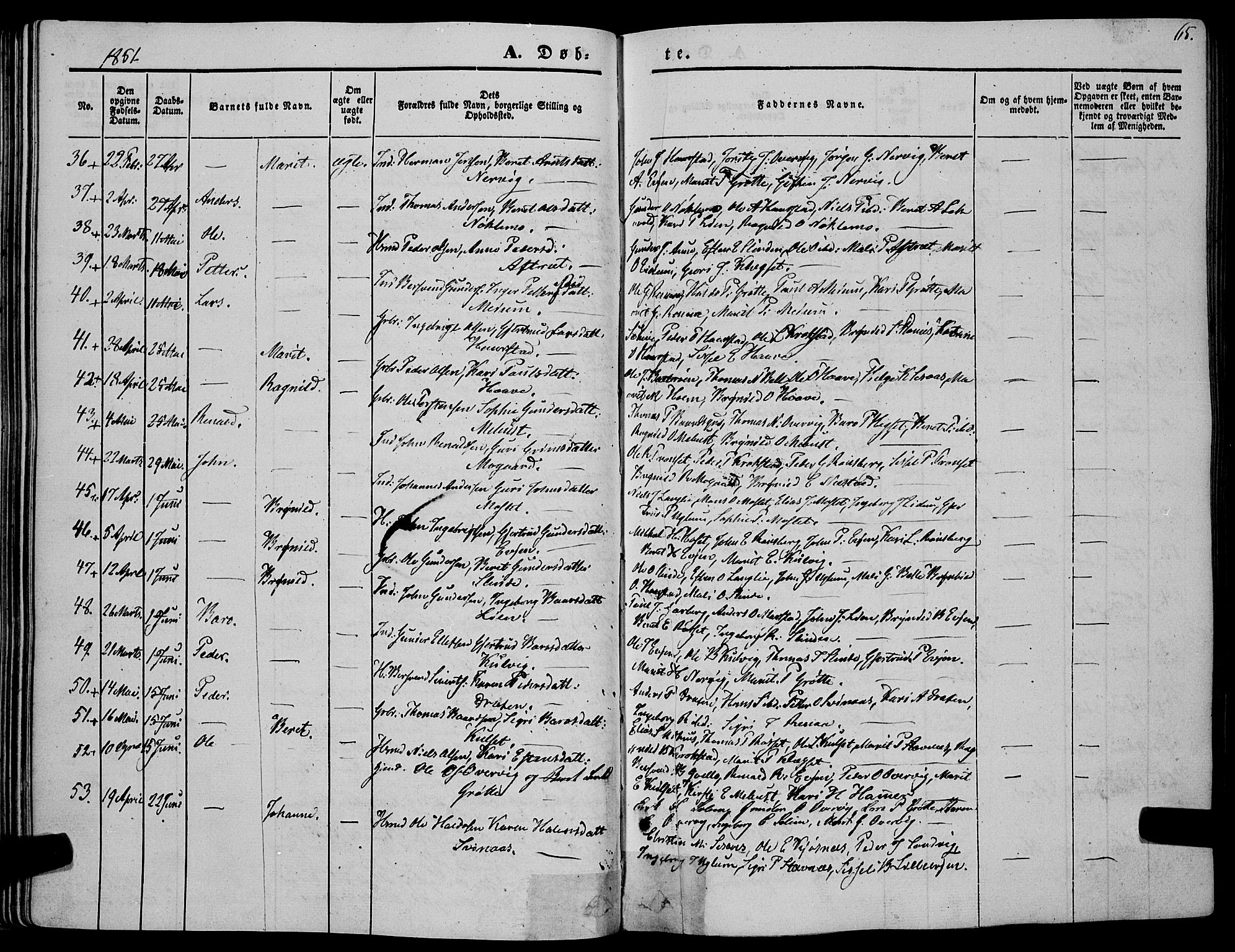 Ministerialprotokoller, klokkerbøker og fødselsregistre - Sør-Trøndelag, AV/SAT-A-1456/695/L1145: Parish register (official) no. 695A06 /1, 1843-1859, p. 65