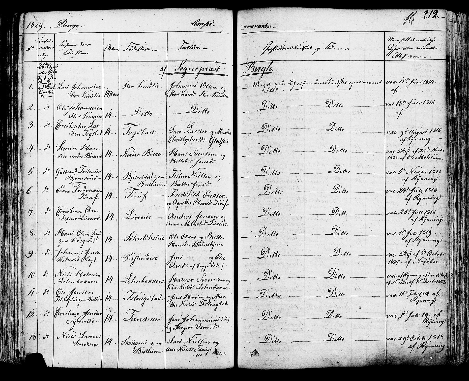 Ringsaker prestekontor, AV/SAH-PREST-014/K/Ka/L0007: Parish register (official) no. 7A, 1826-1837, p. 212