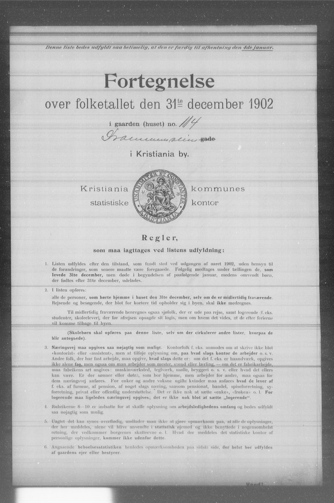 OBA, Municipal Census 1902 for Kristiania, 1902, p. 3288