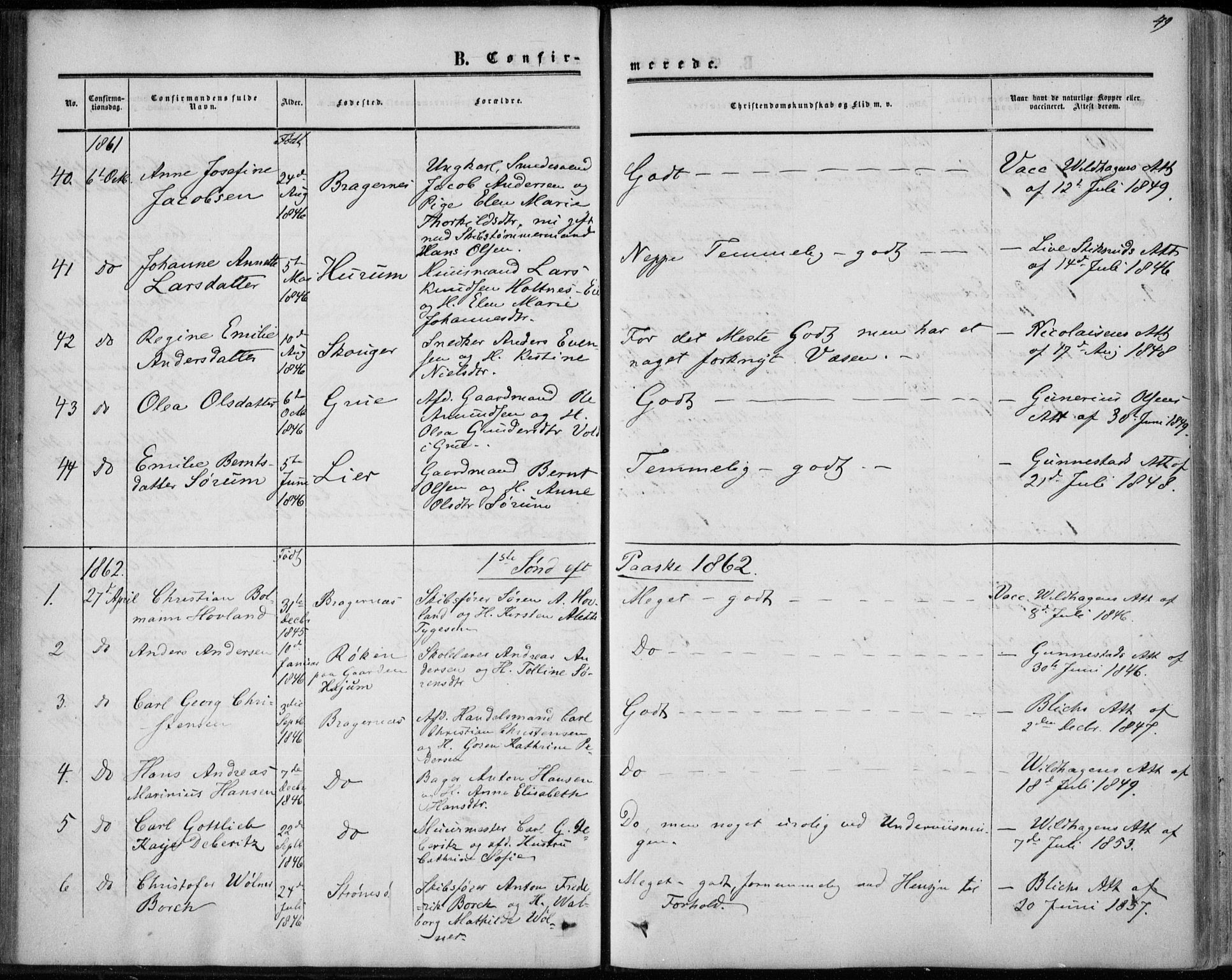 Bragernes kirkebøker, AV/SAKO-A-6/F/Fc/L0002: Parish register (official) no. III 2, 1854-1865, p. 49