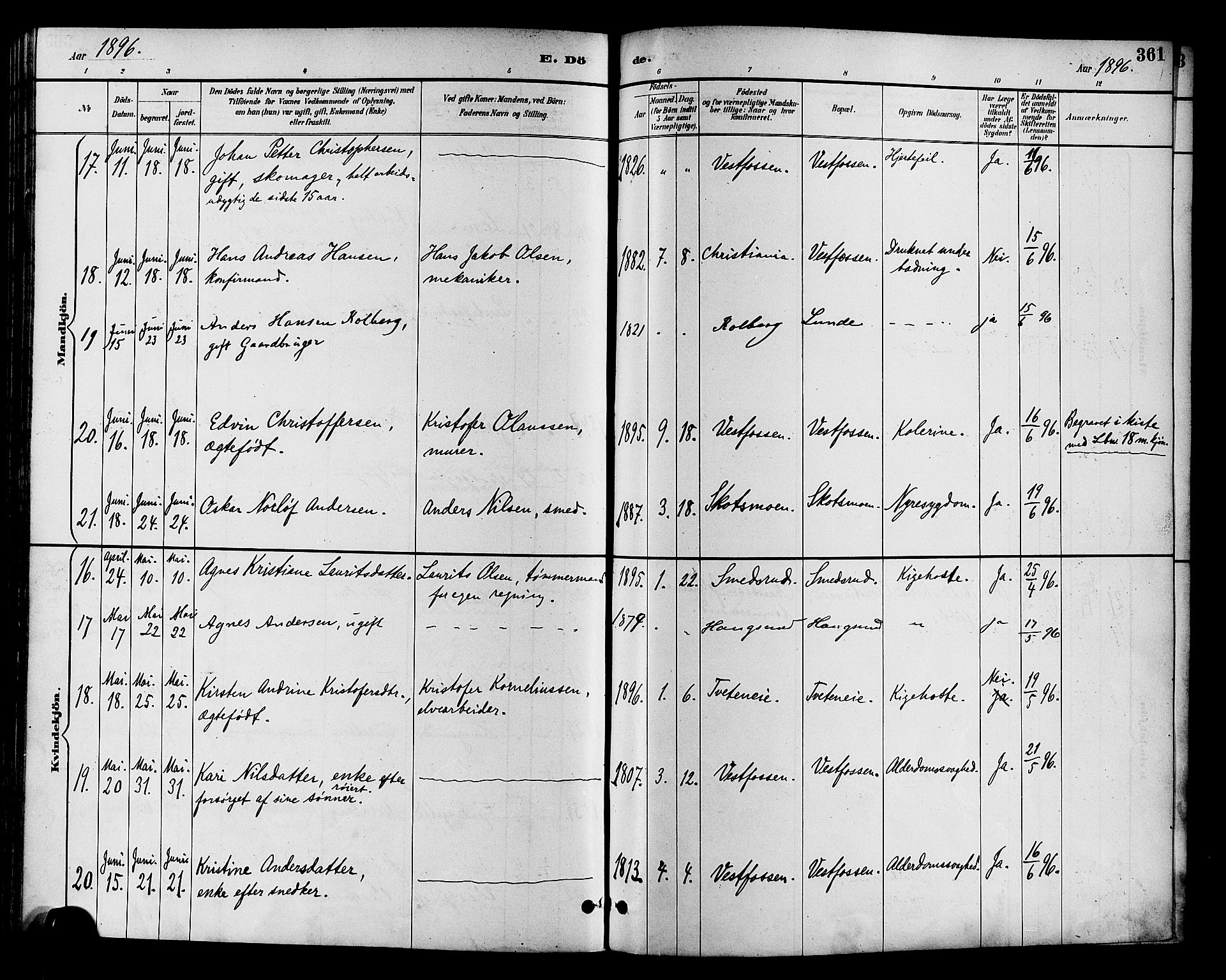 Eiker kirkebøker, SAKO/A-4/F/Fb/L0002: Parish register (official) no. II 2, 1889-1896, p. 361