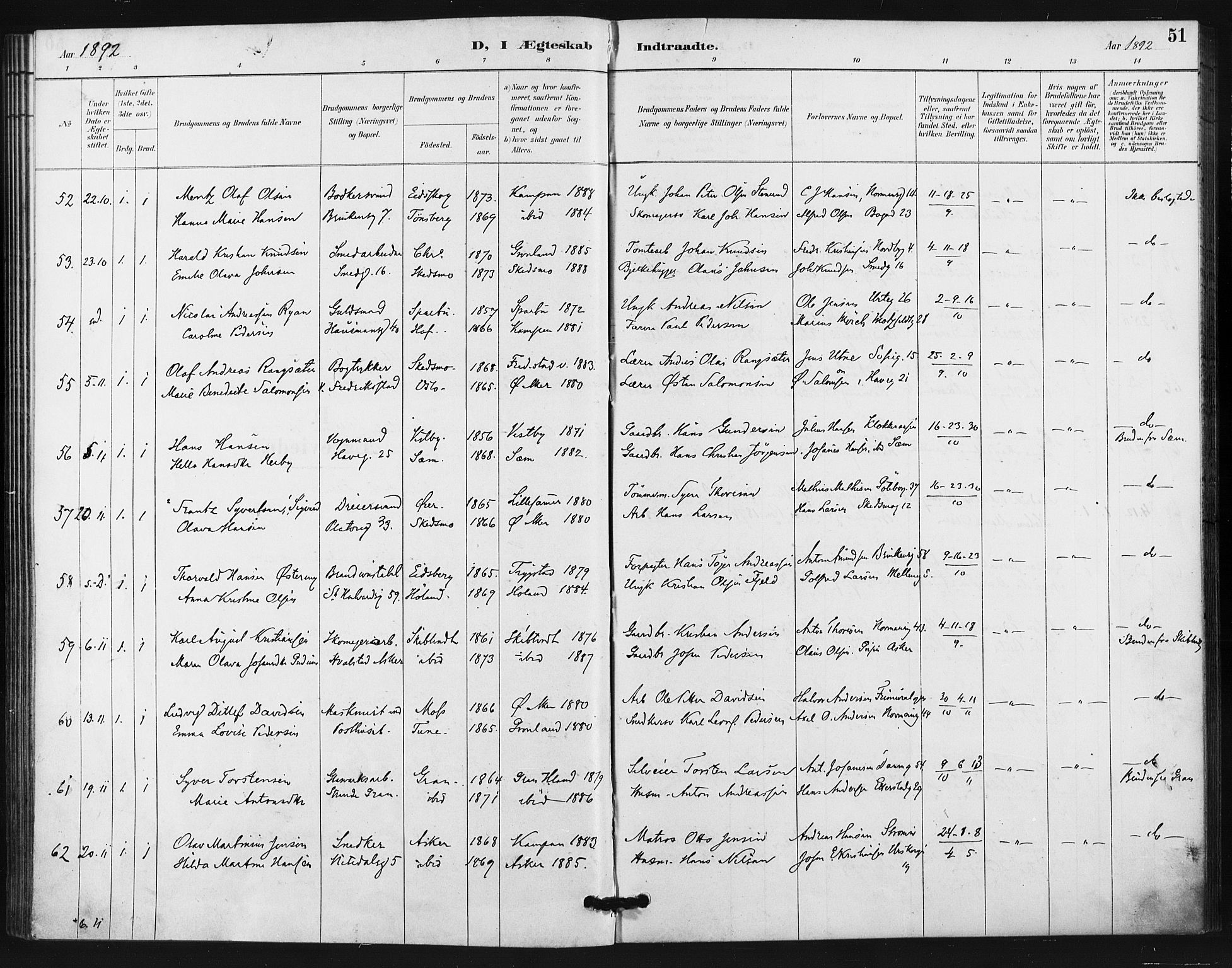 Kampen prestekontor Kirkebøker, AV/SAO-A-10853/F/Fa/L0006: Parish register (official) no. I 6, 1889-1896, p. 51