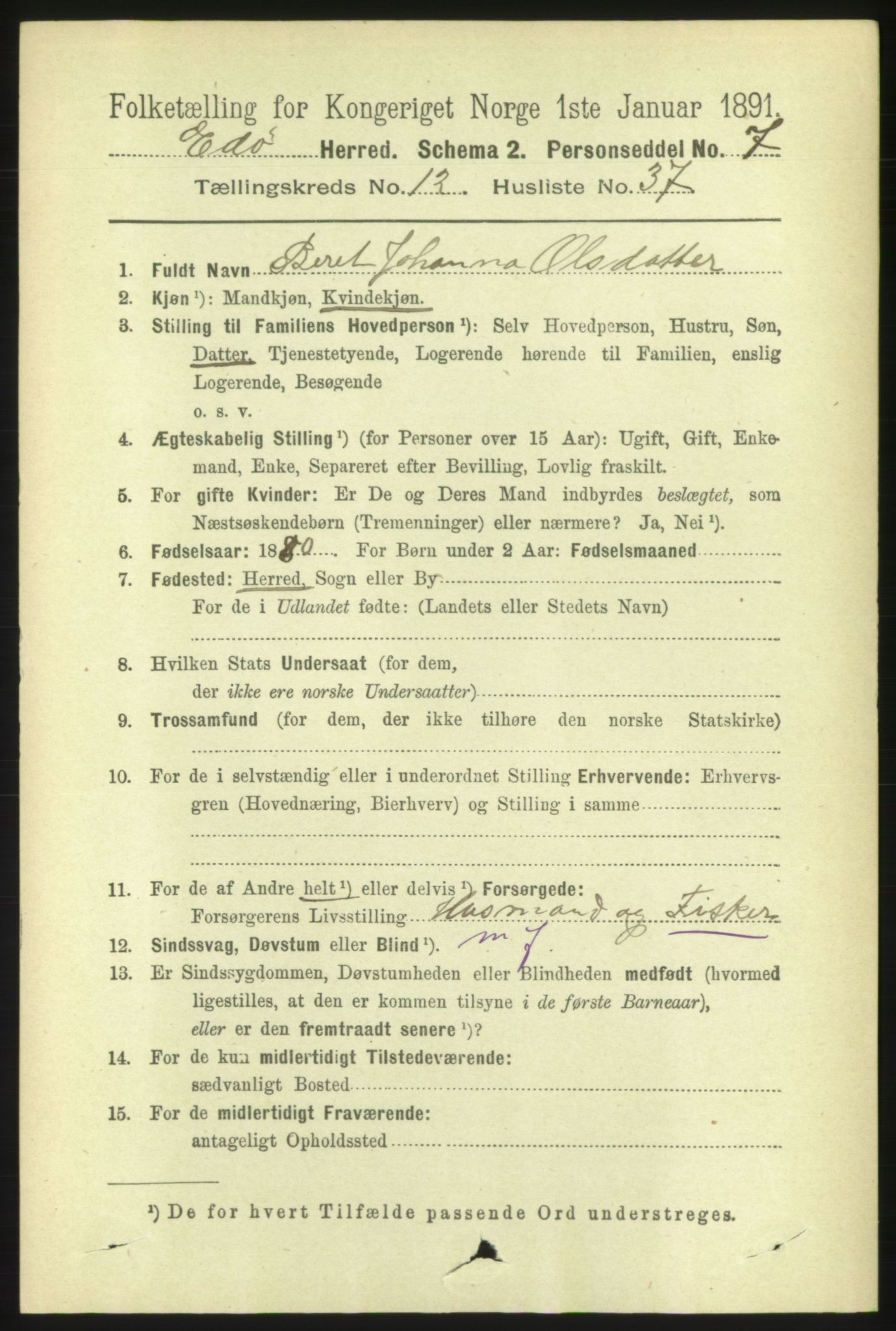 RA, 1891 census for 1573 Edøy, 1891, p. 3638