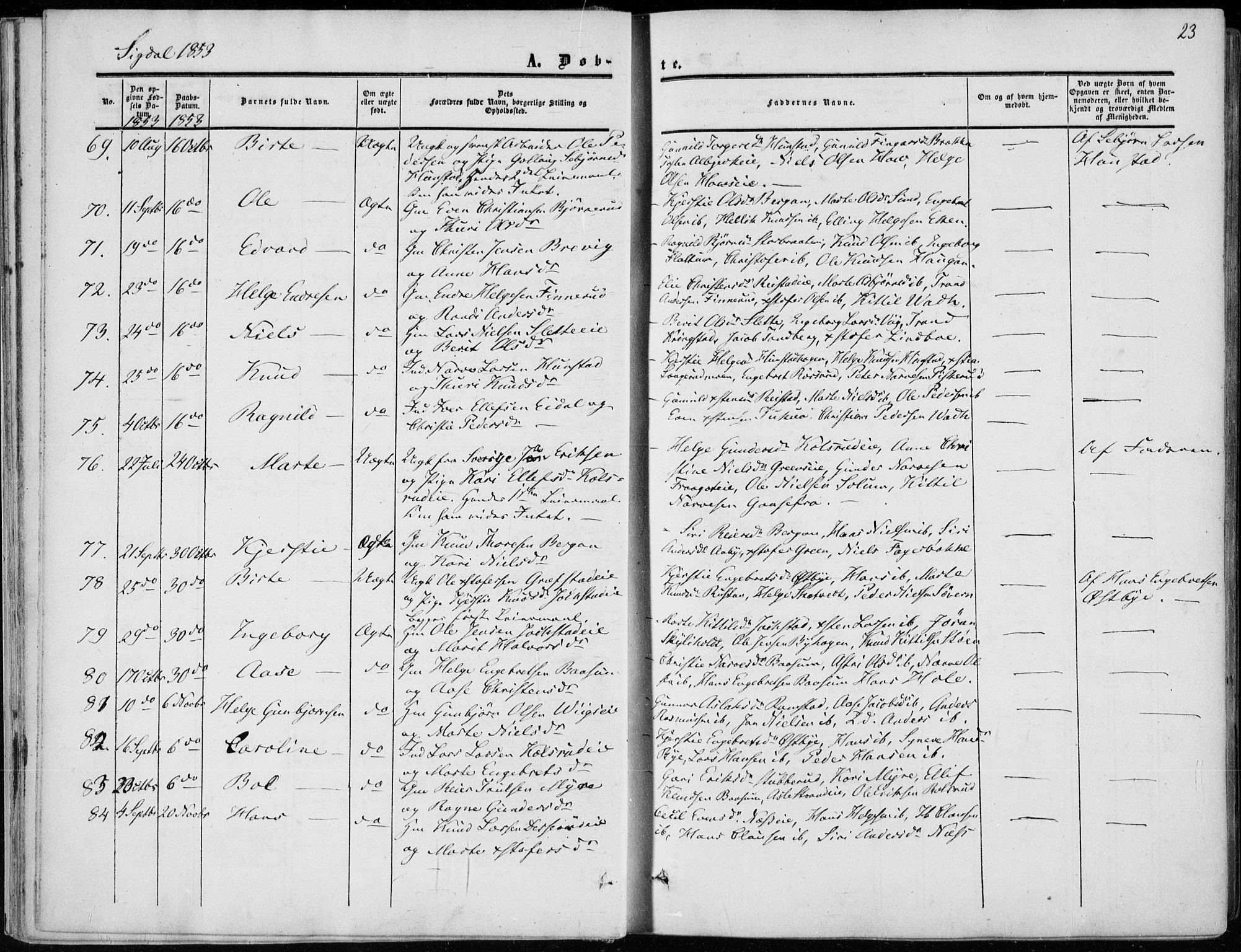 Sigdal kirkebøker, SAKO/A-245/F/Fa/L0008: Parish register (official) no. I 8, 1850-1859, p. 23