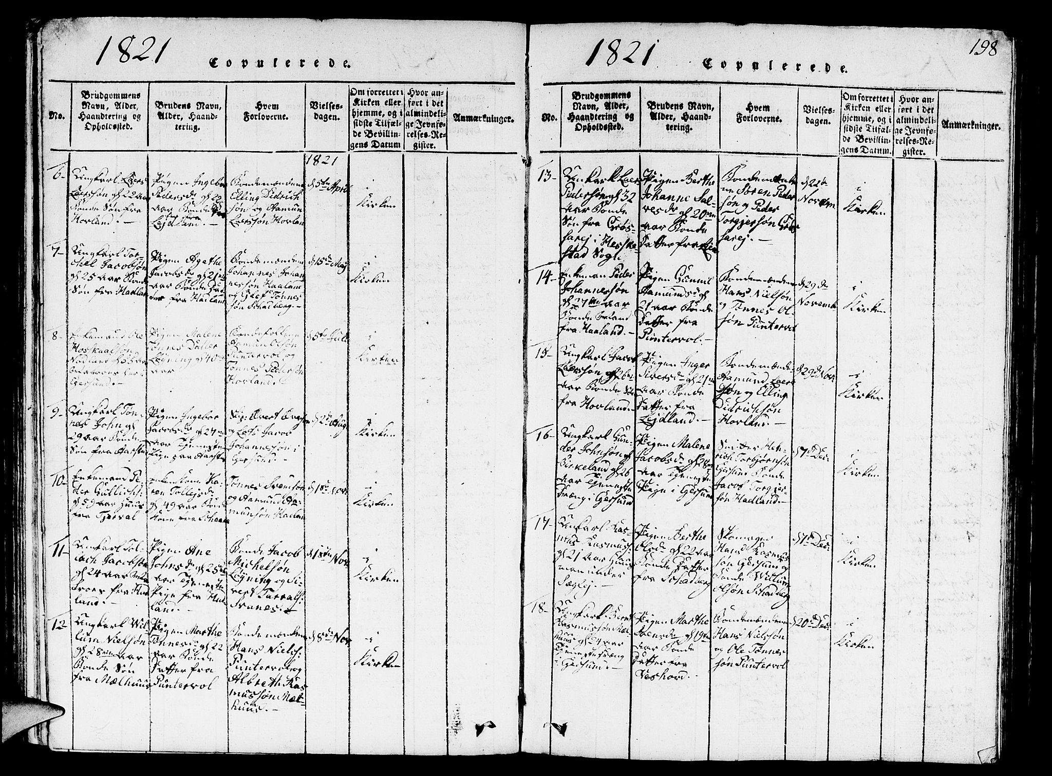 Eigersund sokneprestkontor, SAST/A-101807/S09/L0001: Parish register (copy) no. B 1, 1815-1827, p. 198