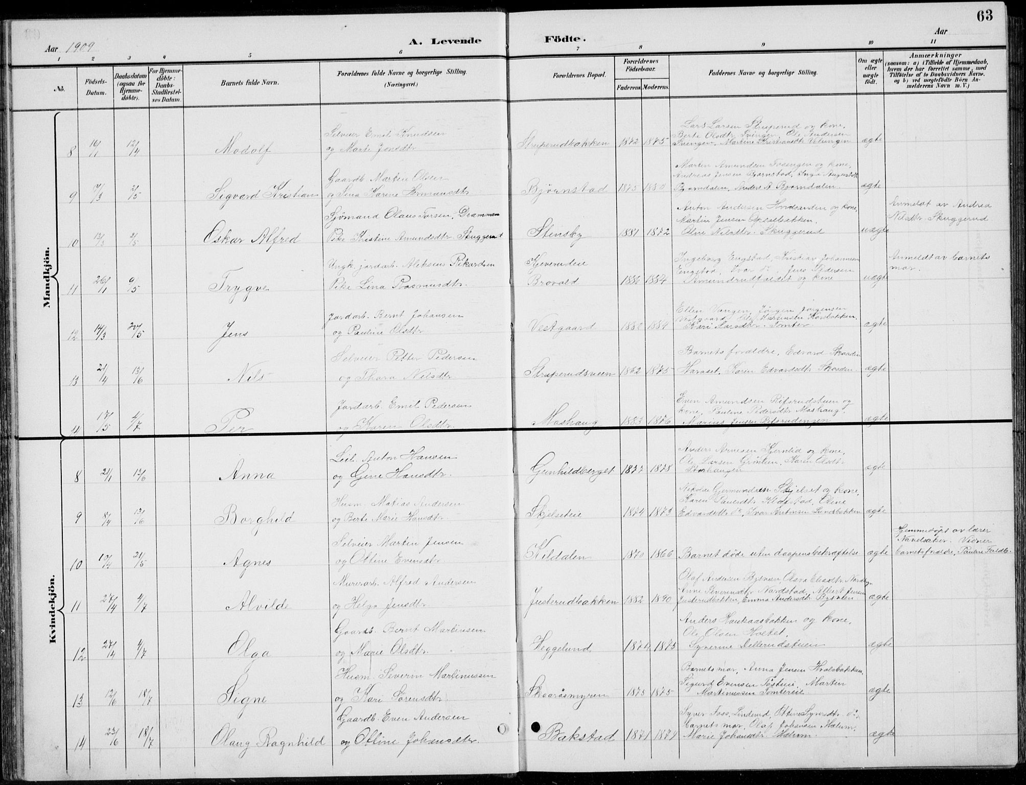 Romedal prestekontor, AV/SAH-PREST-004/L/L0013: Parish register (copy) no. 13, 1896-1937, p. 63