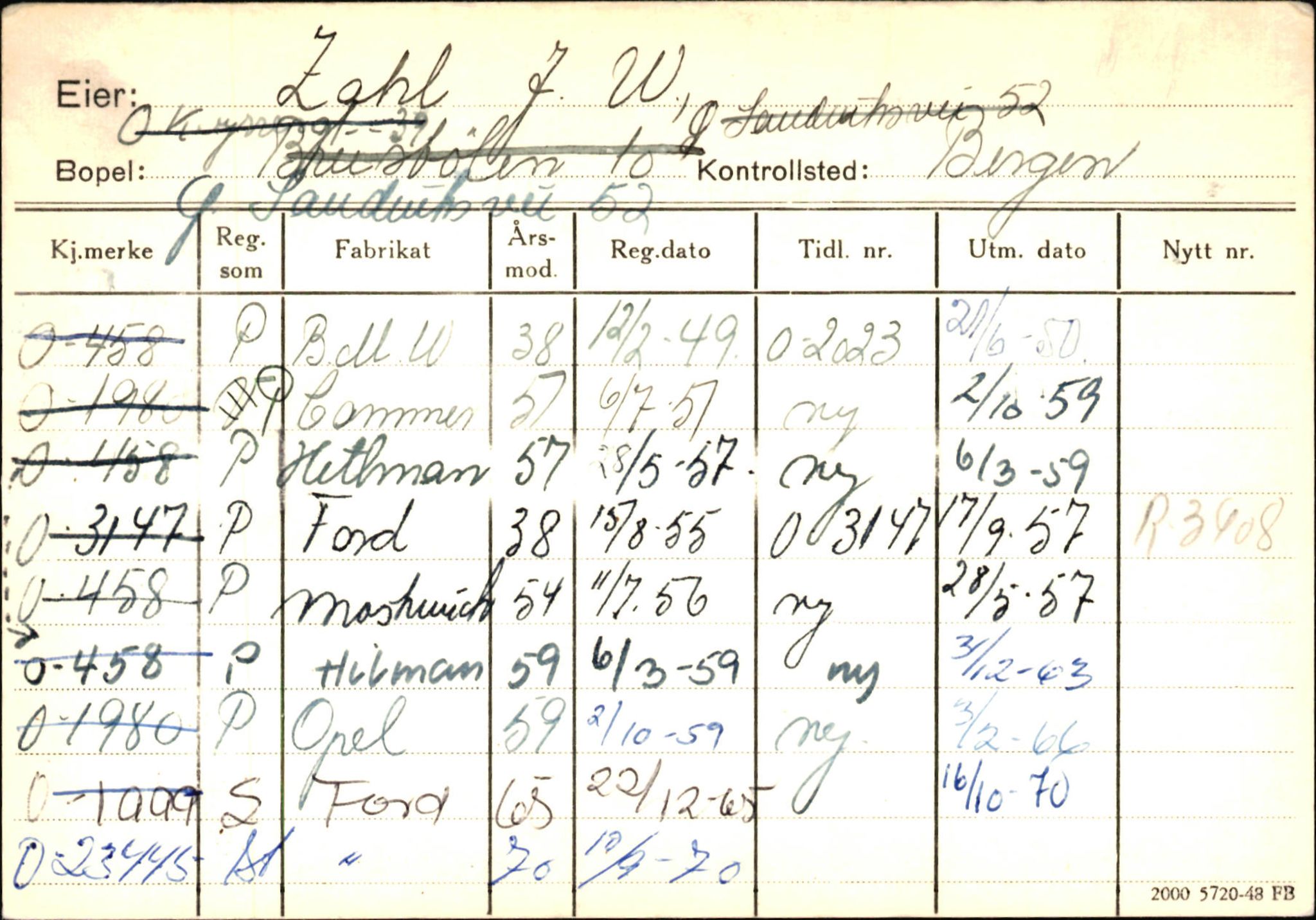 Statens vegvesen, Hordaland vegkontor, AV/SAB-A-5201/2/Hb/L0037: O-eierkort W-P, 1920-1971, p. 998