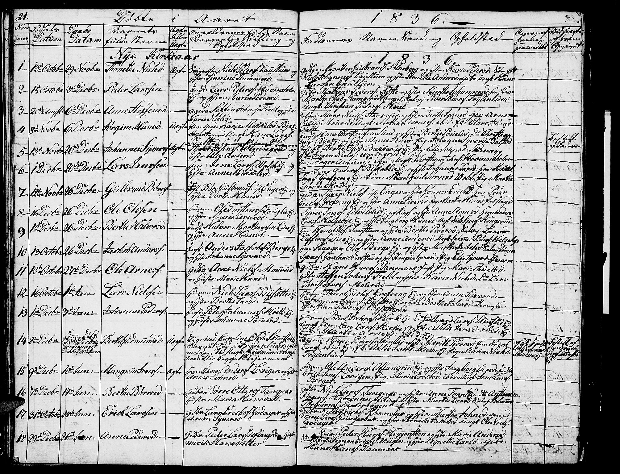 Nes prestekontor, Hedmark, SAH/PREST-020/L/La/L0004: Parish register (copy) no. 4, 1832-1861, p. 21