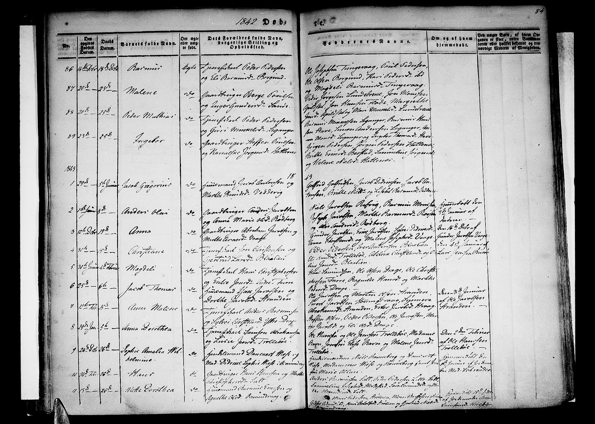 Selje sokneprestembete, SAB/A-99938/H/Ha/Haa/Haaa: Parish register (official) no. A 9, 1829-1844, p. 84