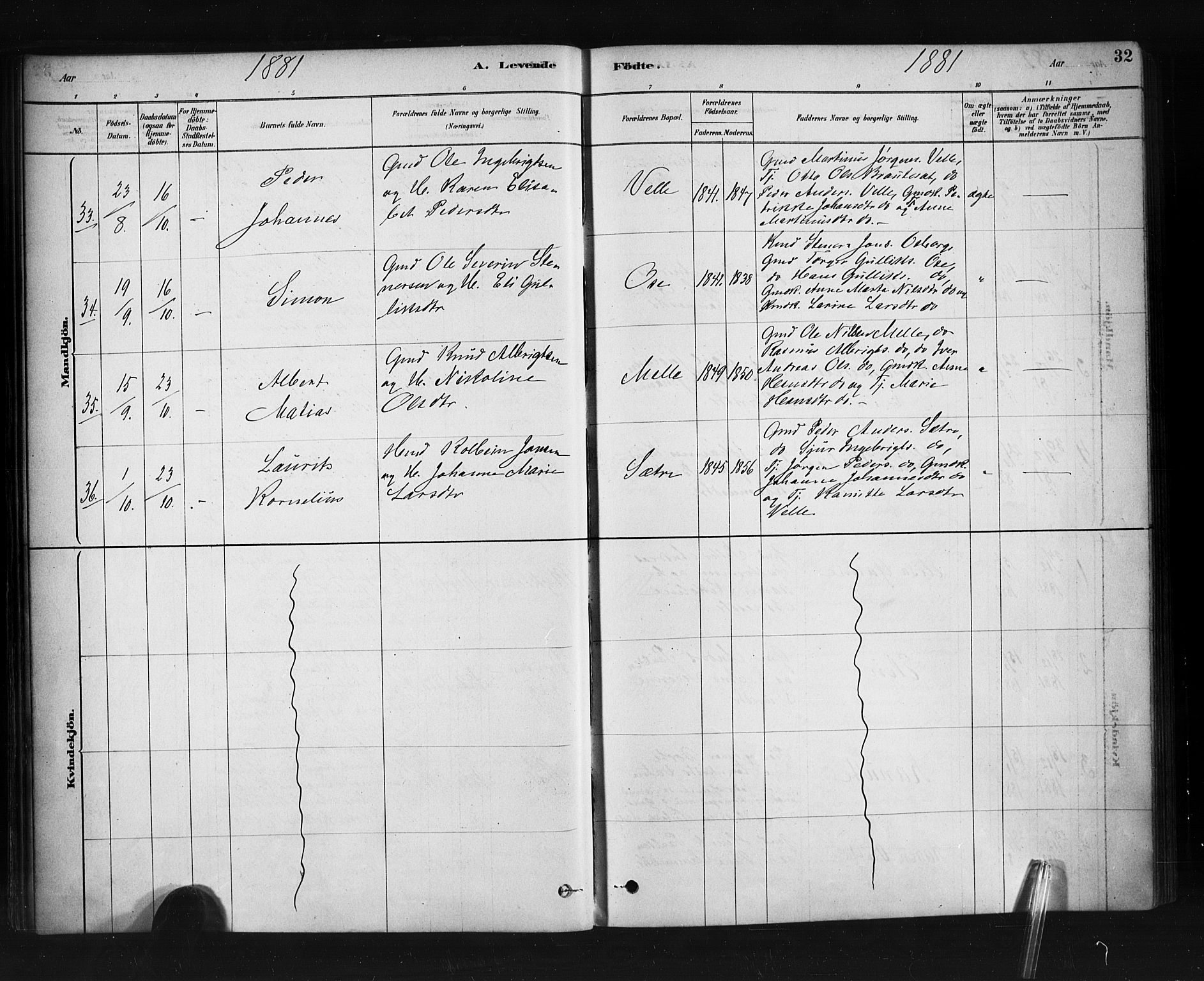 Ministerialprotokoller, klokkerbøker og fødselsregistre - Møre og Romsdal, AV/SAT-A-1454/513/L0176: Parish register (official) no. 513A03, 1877-1889, p. 32