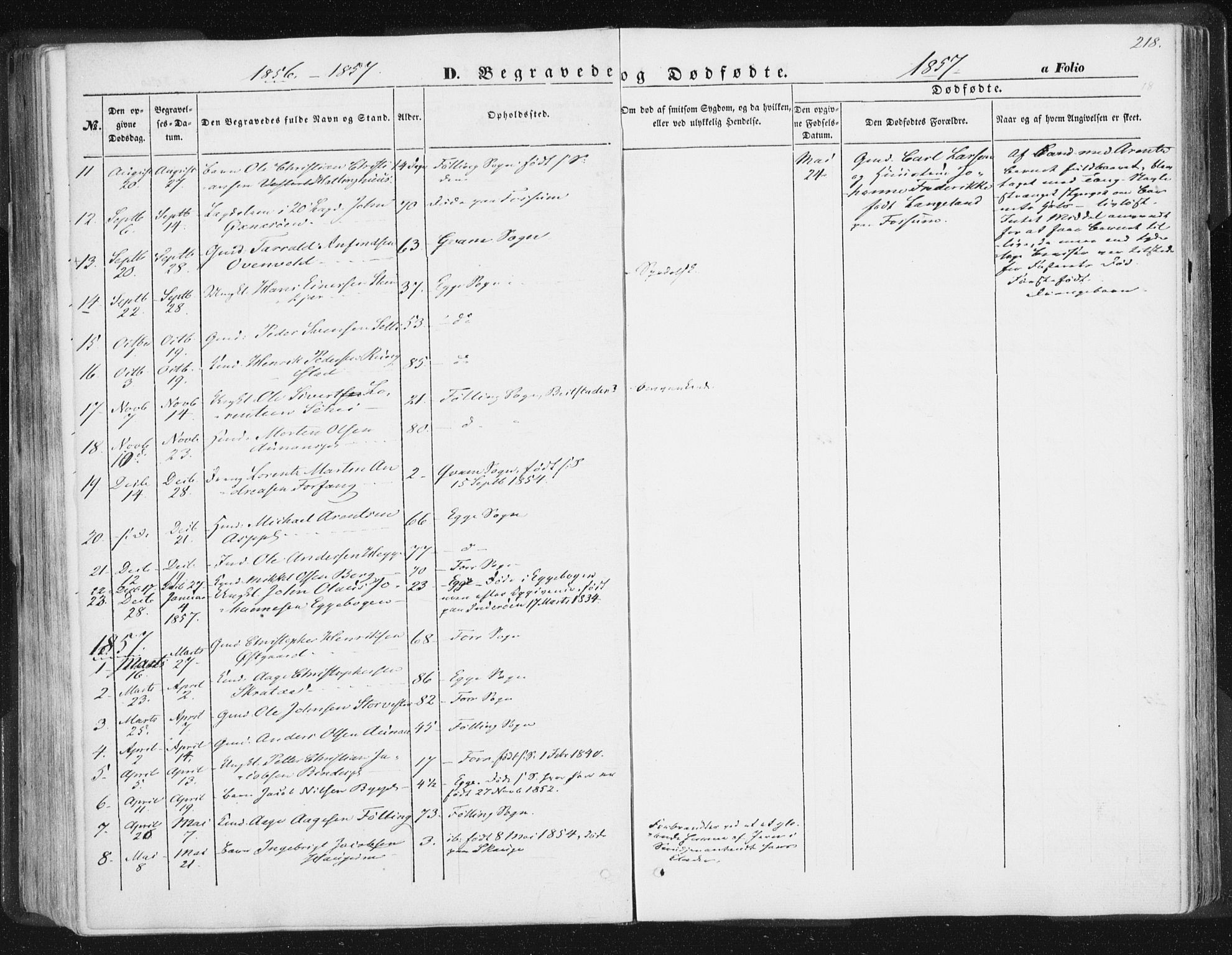 Ministerialprotokoller, klokkerbøker og fødselsregistre - Nord-Trøndelag, SAT/A-1458/746/L0446: Parish register (official) no. 746A05, 1846-1859, p. 218
