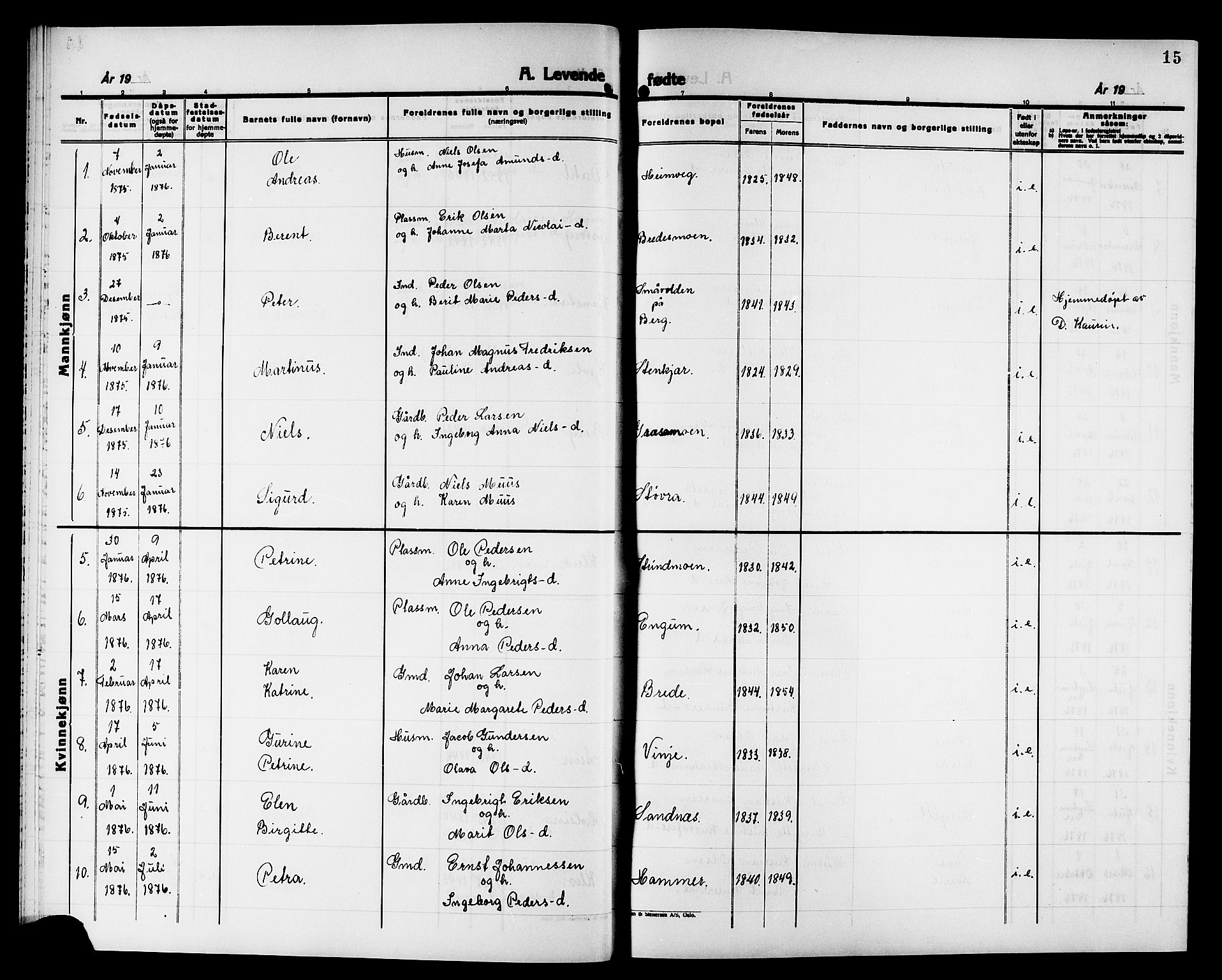 Ministerialprotokoller, klokkerbøker og fødselsregistre - Nord-Trøndelag, AV/SAT-A-1458/749/L0486: Parish register (official) no. 749D02, 1873-1887, p. 15