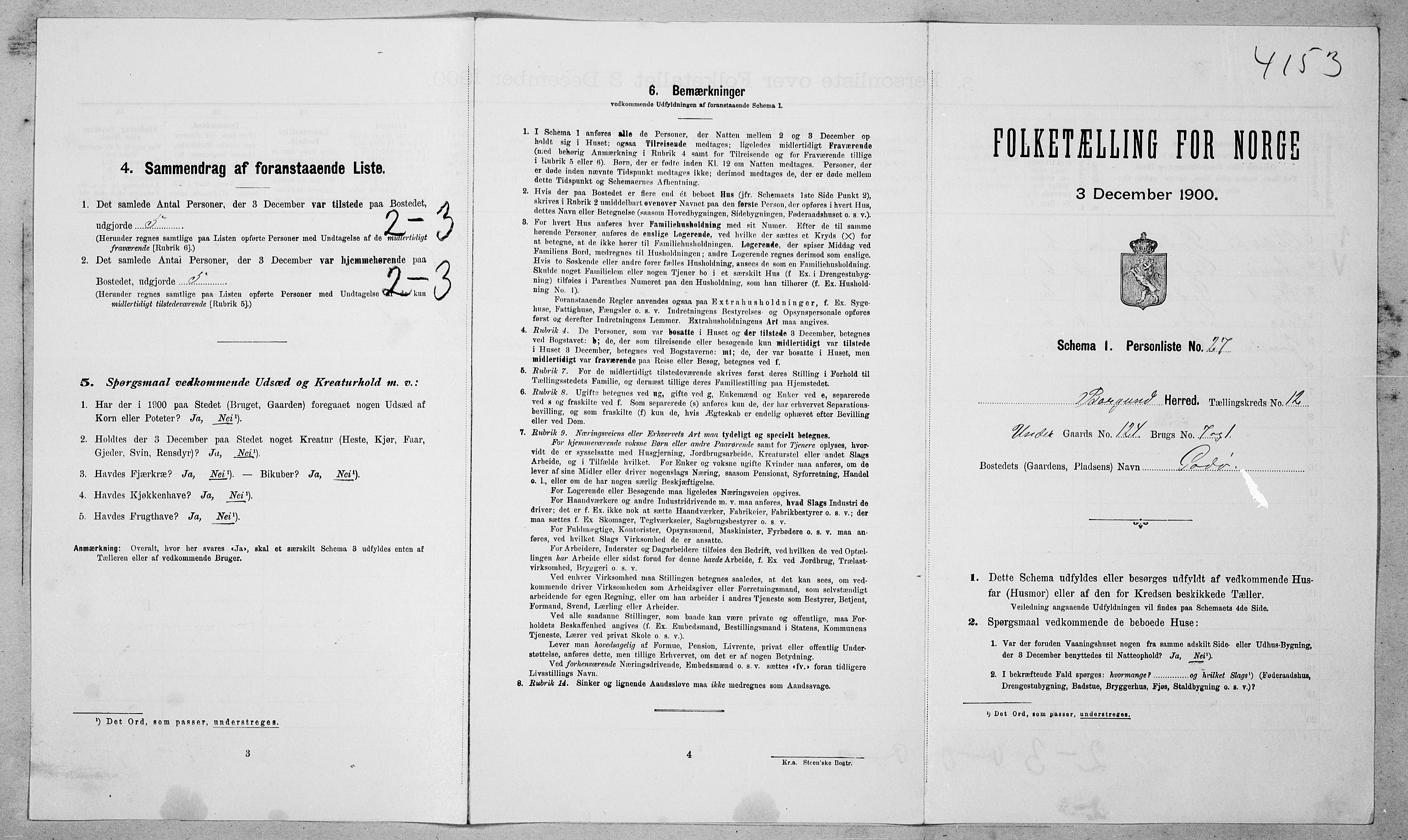 SAT, 1900 census for Borgund, 1900, p. 1326