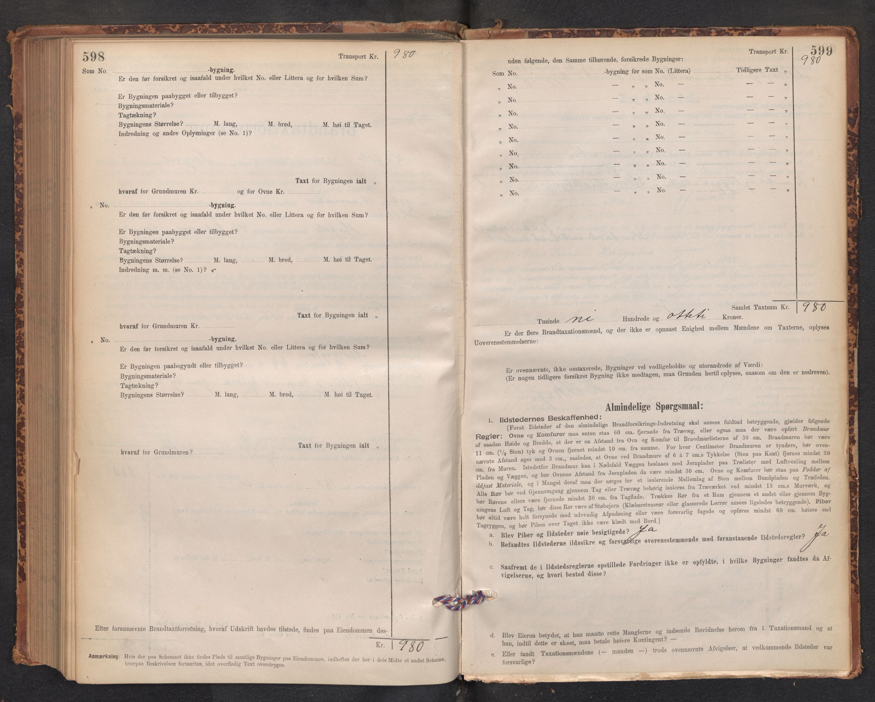 Lensmannen i Hafslo, AV/SAB-A-28001/0012/L0006: Branntakstprotokoll, skjematakst, 1895-1904, p. 598-599