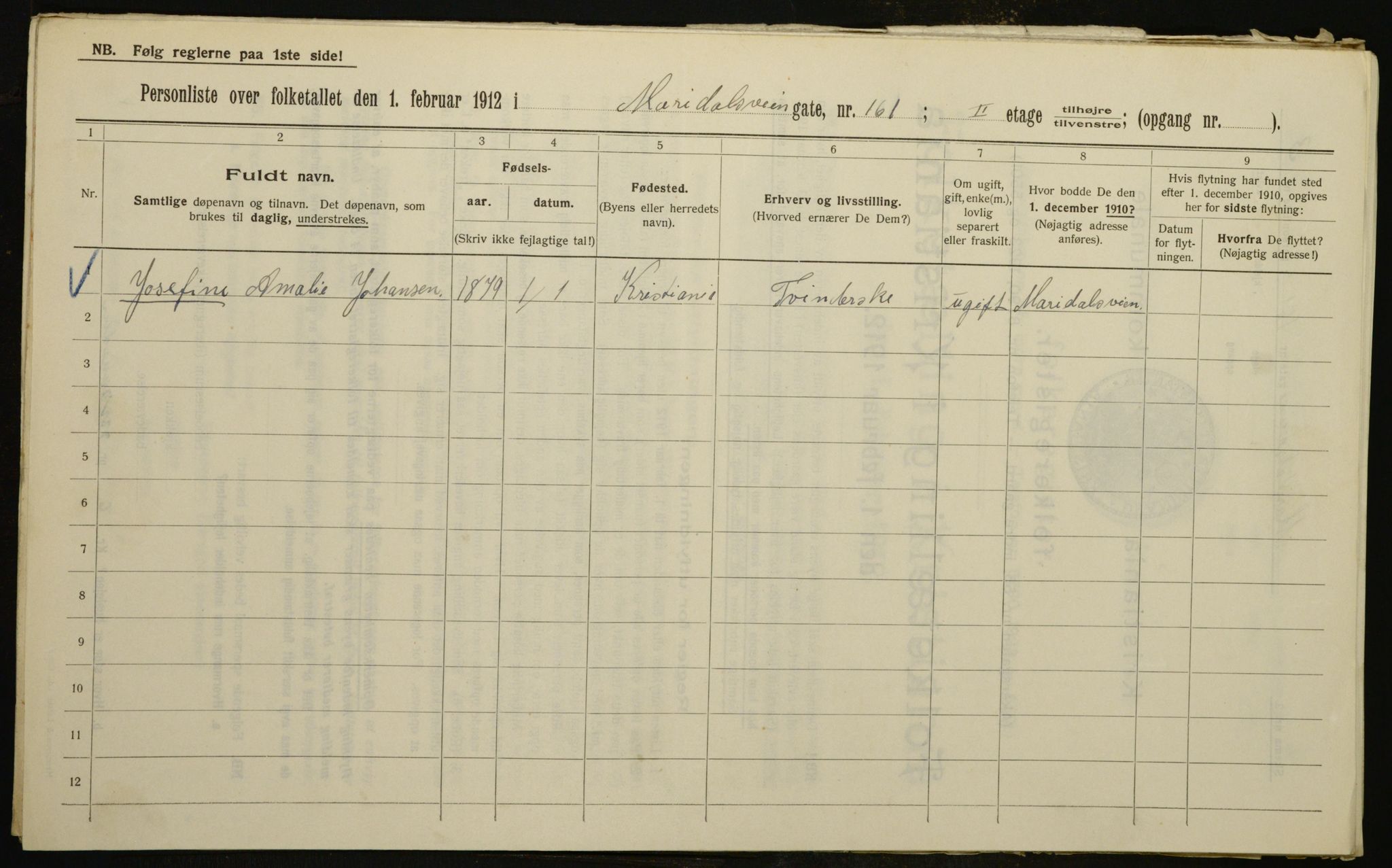 OBA, Municipal Census 1912 for Kristiania, 1912, p. 62632